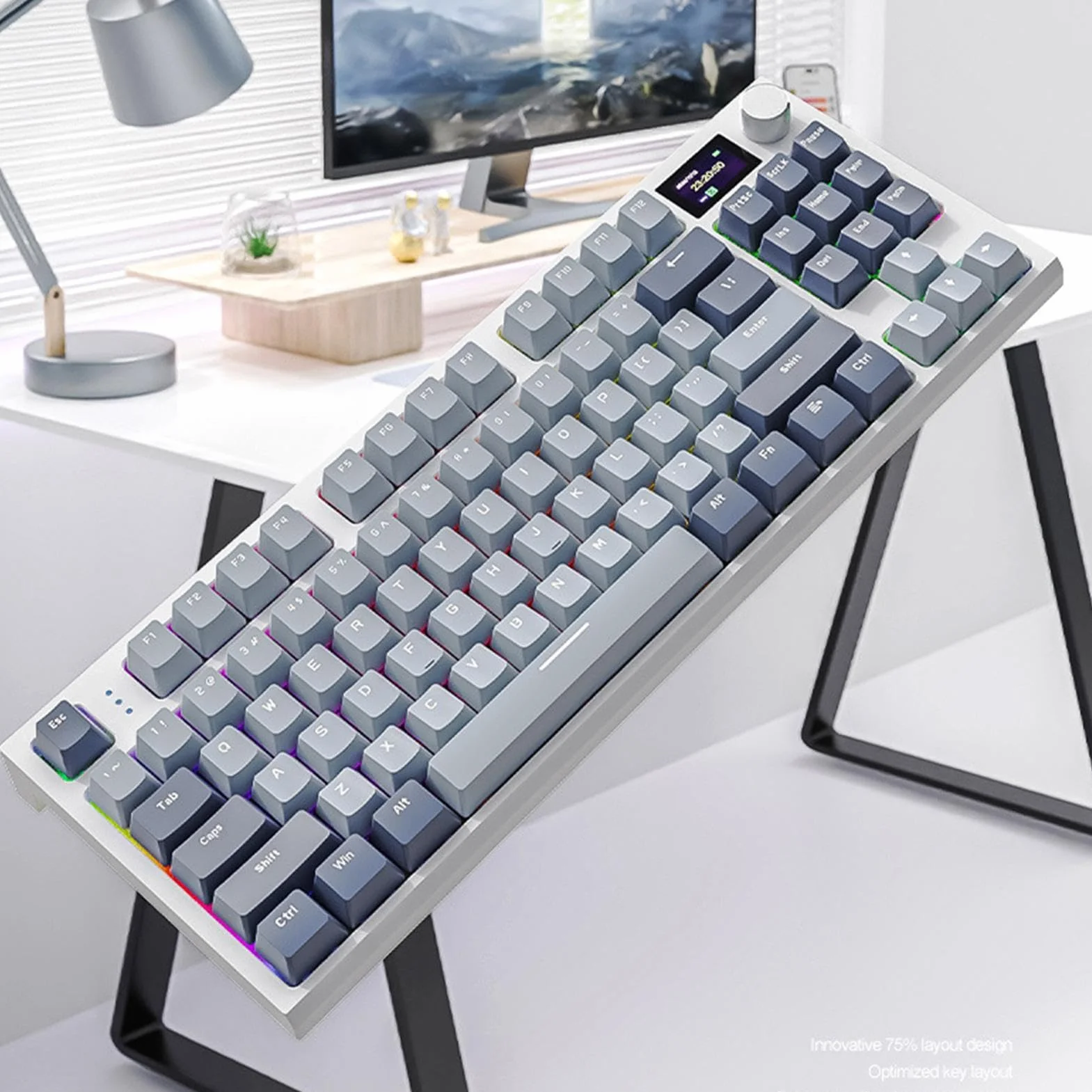 Klawiatura mechaniczna 2,4 GHz montowana uszczelce | wszechstronna klawiatura RGB z ? ?czno?ci? bezprzewodow?, przewodow? i 5.0, prze? ?czniki hot-swap, dostosowywanie ekranu LCD