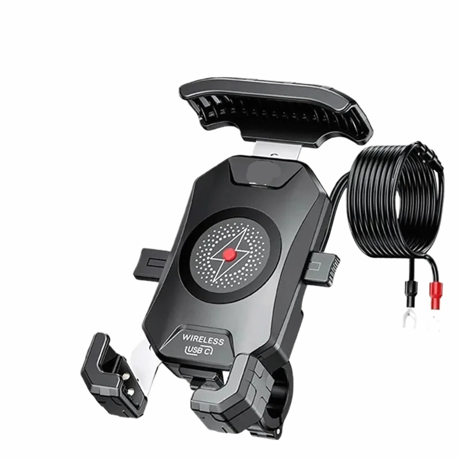 Uchwyt na telefon bezprzewodowy do motocykla z zabezpieczeniem antykradzieżowym, szybka ładowarka, uchwyt na telefon do motocykla 4,0-7,0"(Wireless Charger)