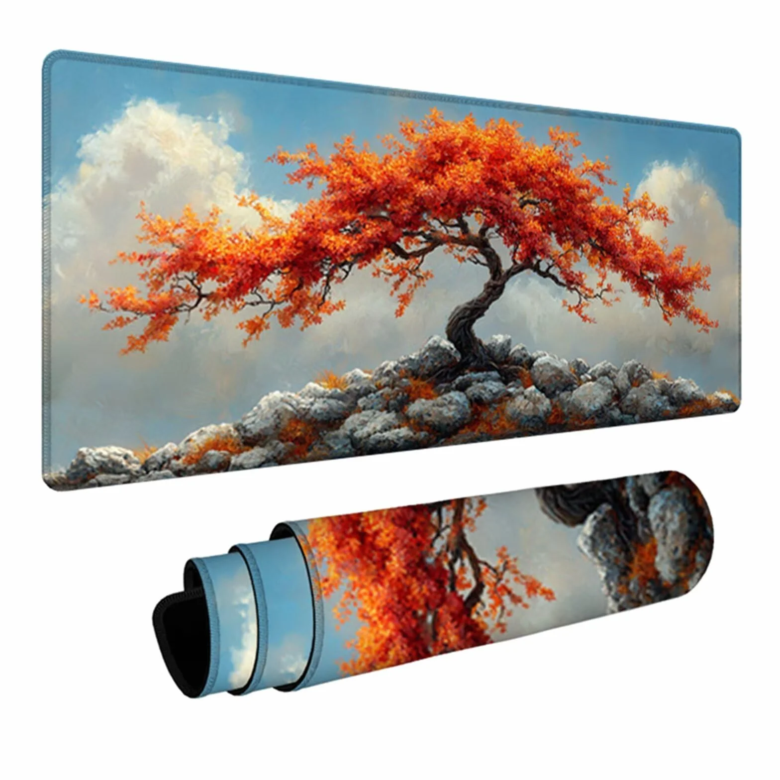 Podkładka pod mysz do gier z drzewem 1600 x 800 x 3 mm, podkładka na biurko XXL, podkładka pod mysz z antypoślizgową gumową podstawą, zwiększona precyzja i szybkość, akcesoria do gier, do biura, 8