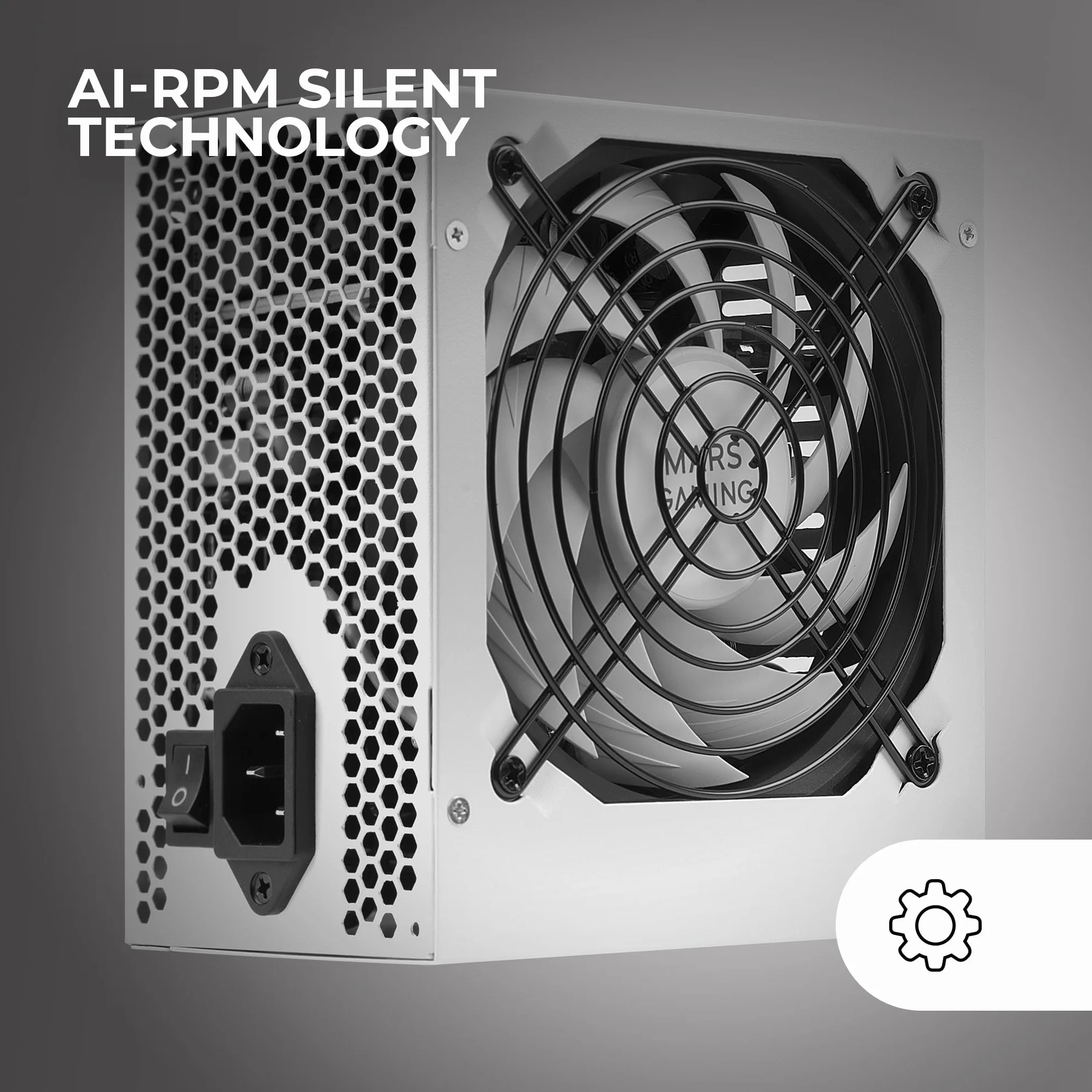 Mars Gaming MPIII850, Zasilacz PC ATX 850W, 5 Lat Gwarancji, 85% Wydajności, System Cyfrowy APFC, Wentylator FDB 120mm AI-RPM, Technologie DC-DC i SMD, Płaskie, Długie Kable, Biały