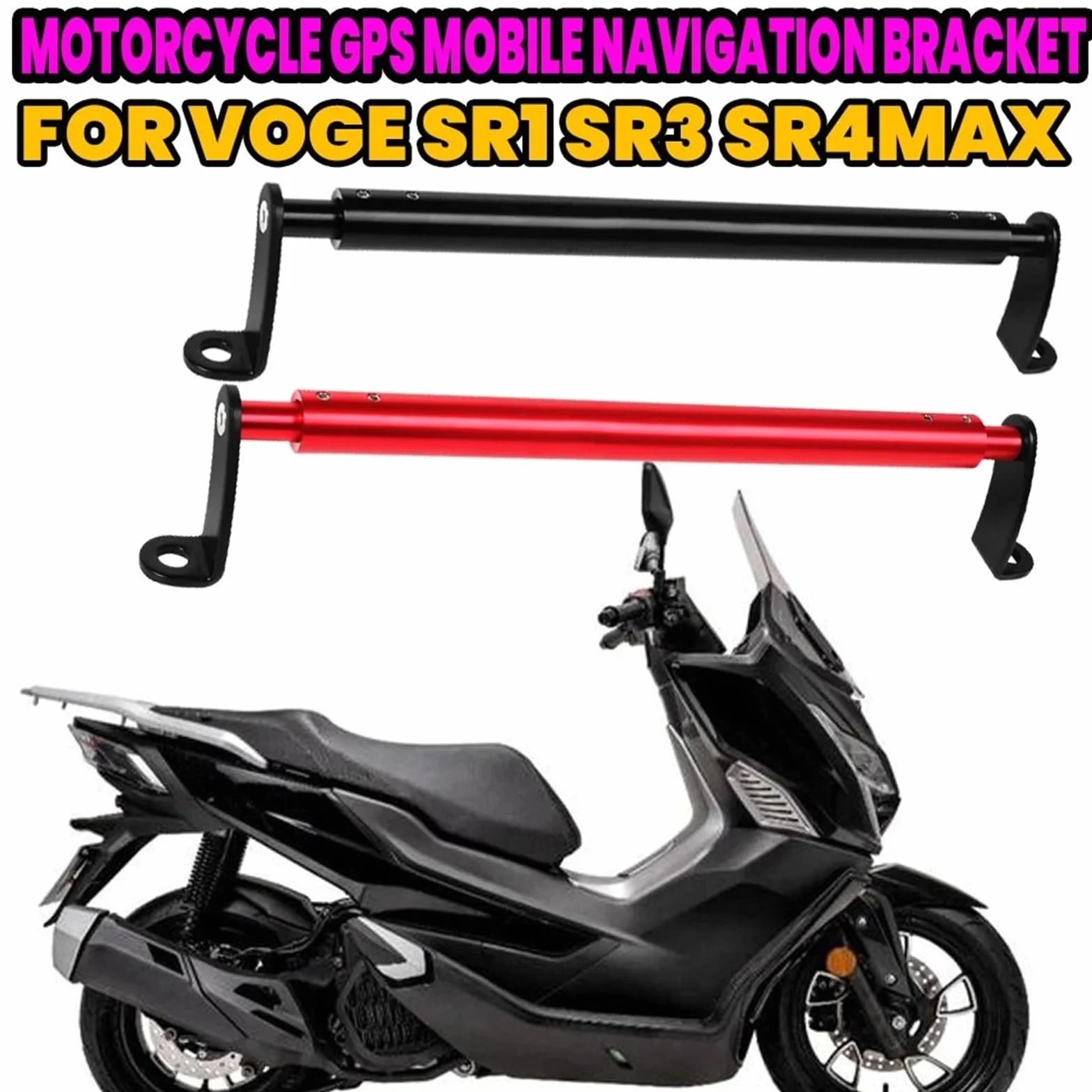 Uchwyt do nawigacji GPS Akcesoria motocyklowe Uchwyt nawigacji GPS Uchwyt na telefon komórkowy Stojak 22 mm Pasuje do VOGE SR1 SR3 SR4MAX SR 125(Black)