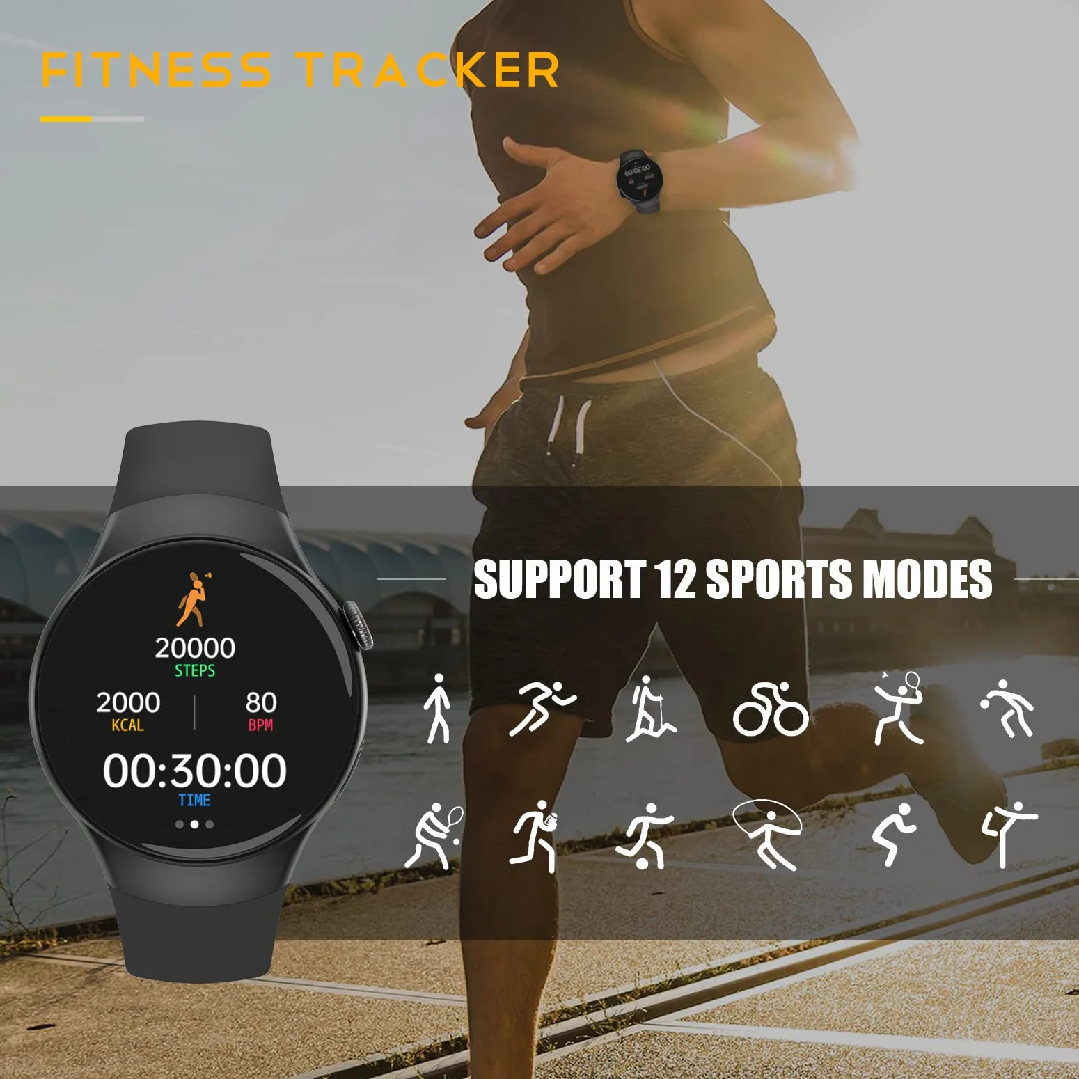 Smartwatch z funkcją telefonu, zegarek fitness dla mężczyzn i kobiet, okrągły ekran dotykowy o przekątnej ekranu 1,32", wodoszczelny IP67, zegarek sportowy ze spersonalizowanym ekranem, sterowanie