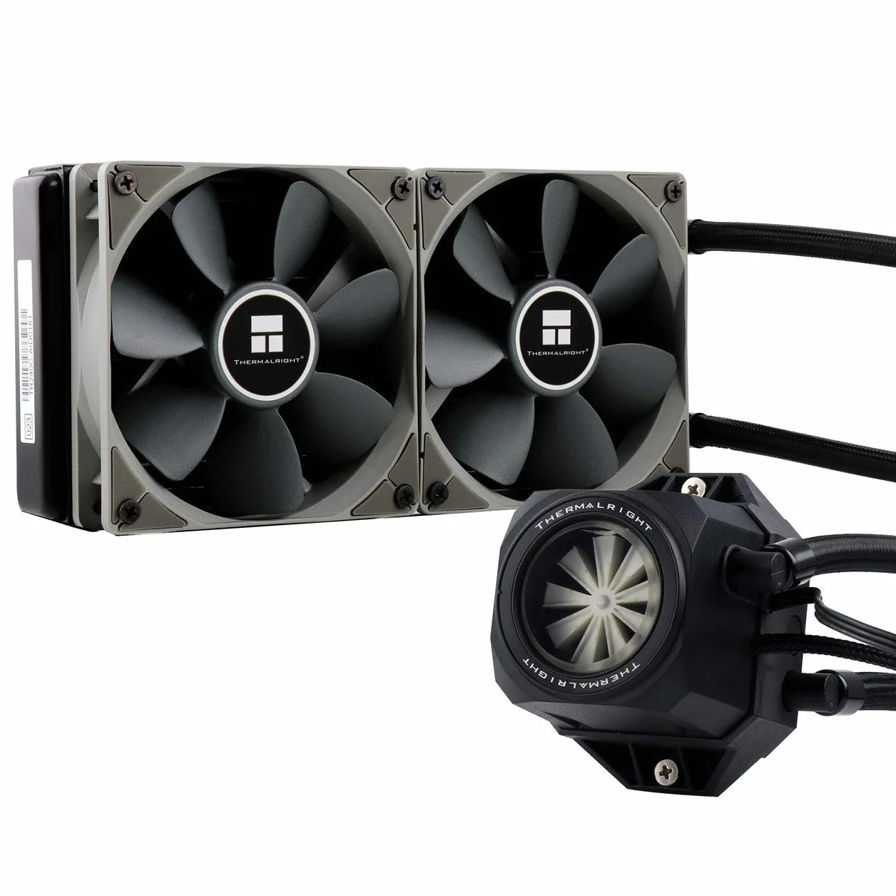 Themalright Turbo Right 240C, kompaktowe chłodzenie wodne 240 mm do Intel i AMD CPU, 2 x wentylator PWM 120 mm (600-1800 obr./min, 19-25 dB(A), 43,77-131,3 m³/h), oświetlenie RGB (AURA i M