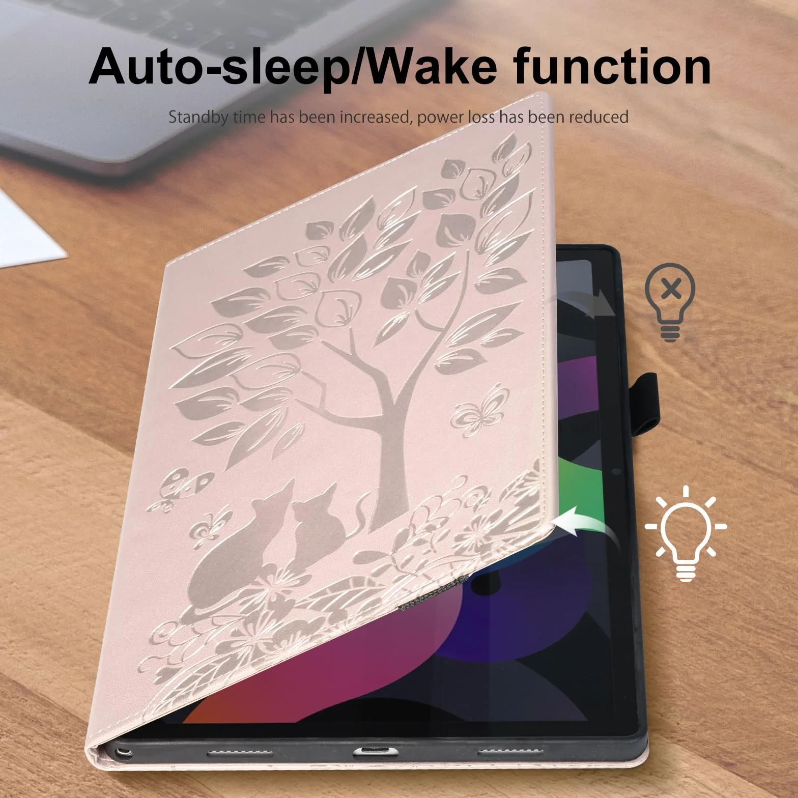 Etui ochronne do Lenovo Tab M11, 11,0 cala, funkcja stojaka, z gniazdami na karty, elastyczna opaska różowa