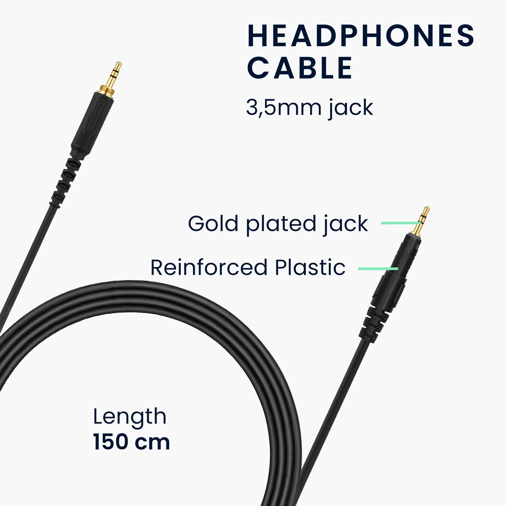 kwmobile zamienny kabel do słuchawek jack 3,5 mm - kompatybilny z AudioTechnica ATH-M50X / M40X / M60X / M70X - 120 - w kolorze czarnym