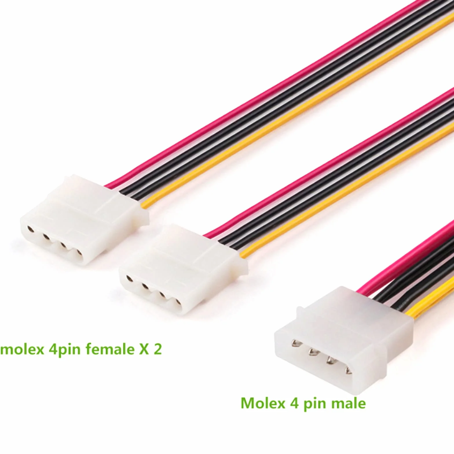 2-pak komputer Molex 4-pinowy kabel rozdzielacza Y - 2 żeński do 1 męski wewnętrzny kabel przedłużający