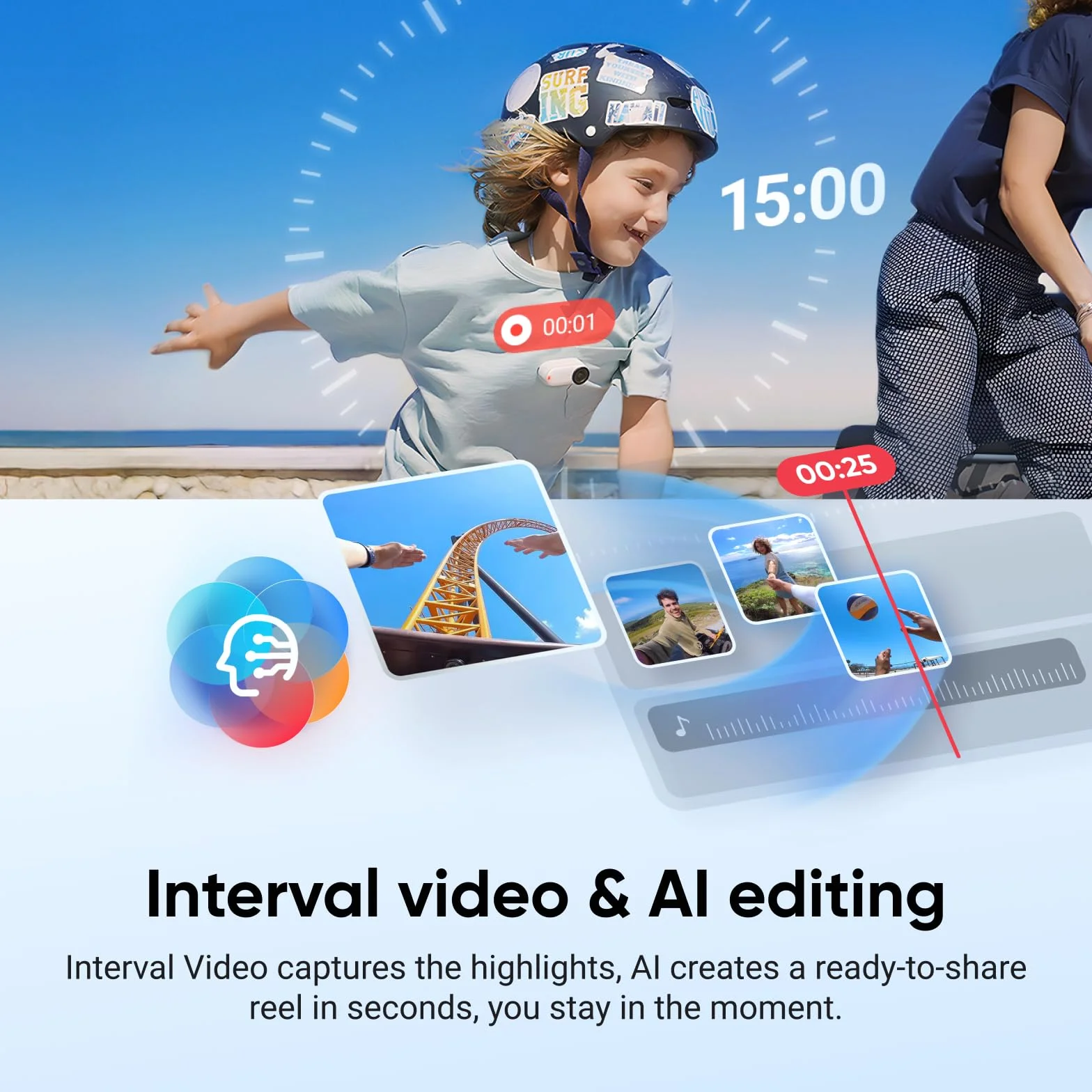 Insta360 GO 3S Cycling POV Bundle 64GB biały - mała przenośna kamera do vlogowania 4K, bez użycia rąk, mocowanie w dowolnym miejscu, stabilizacja, 140 min pracy baterii, wodoodporność 10 m, edycja AI