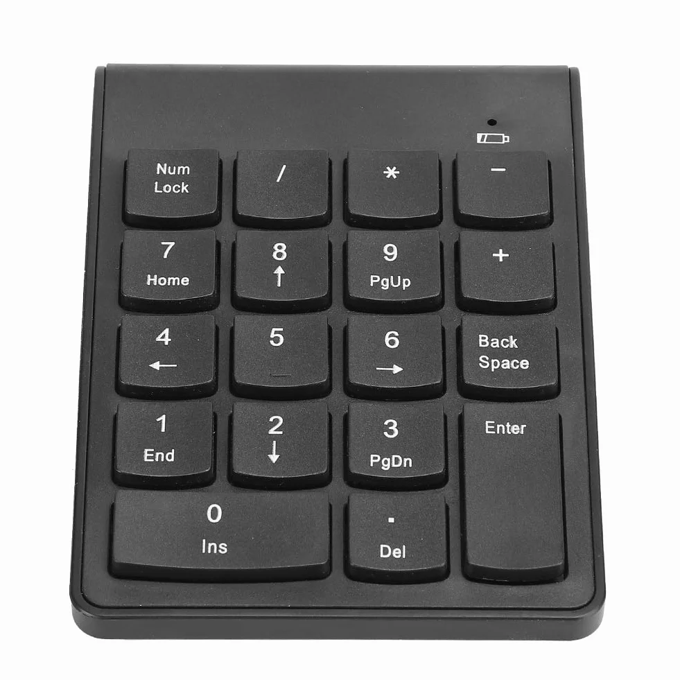 Bezprzewodowa klawiatura numeryczna Mini przenośna klawiatura cyfrowa Numpad USB 2.4GHz 18 kluczowych klawiatur księgowych na PC/Desktop(czarny)
