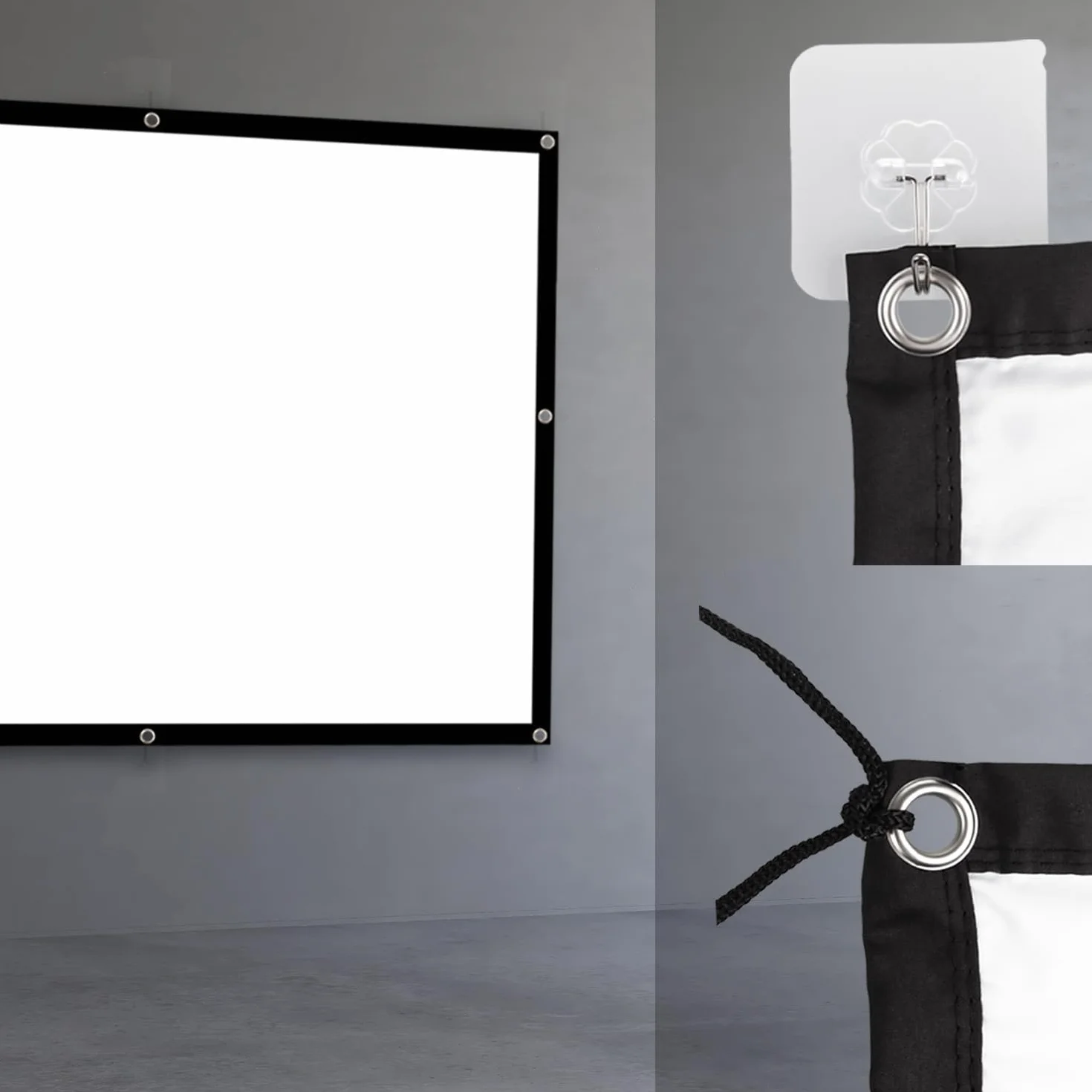 Ekran projekcyjny Maclean Portable - ekran poliestrowy z czarną ramką 25 mm, kątem widzenia 179° i łatwą instalacją (84", 175x131cm)