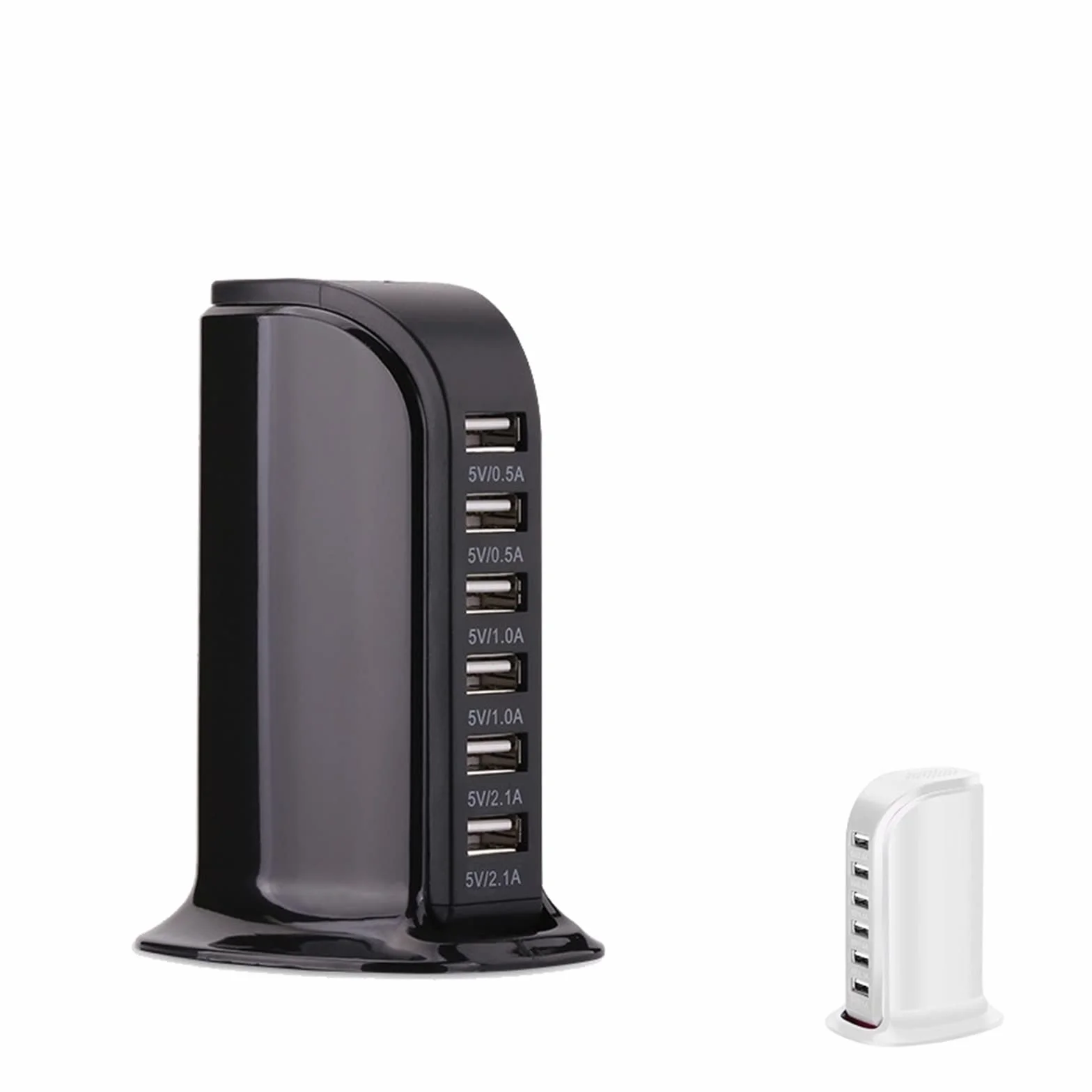 30W 6A wieloportowa ładowarka do telefonu komórkowego 5V uniwersalna stacja ładująca zasilacz stacjonarny ładowarka USB ładowarka szybkiego ładowania(Nero)