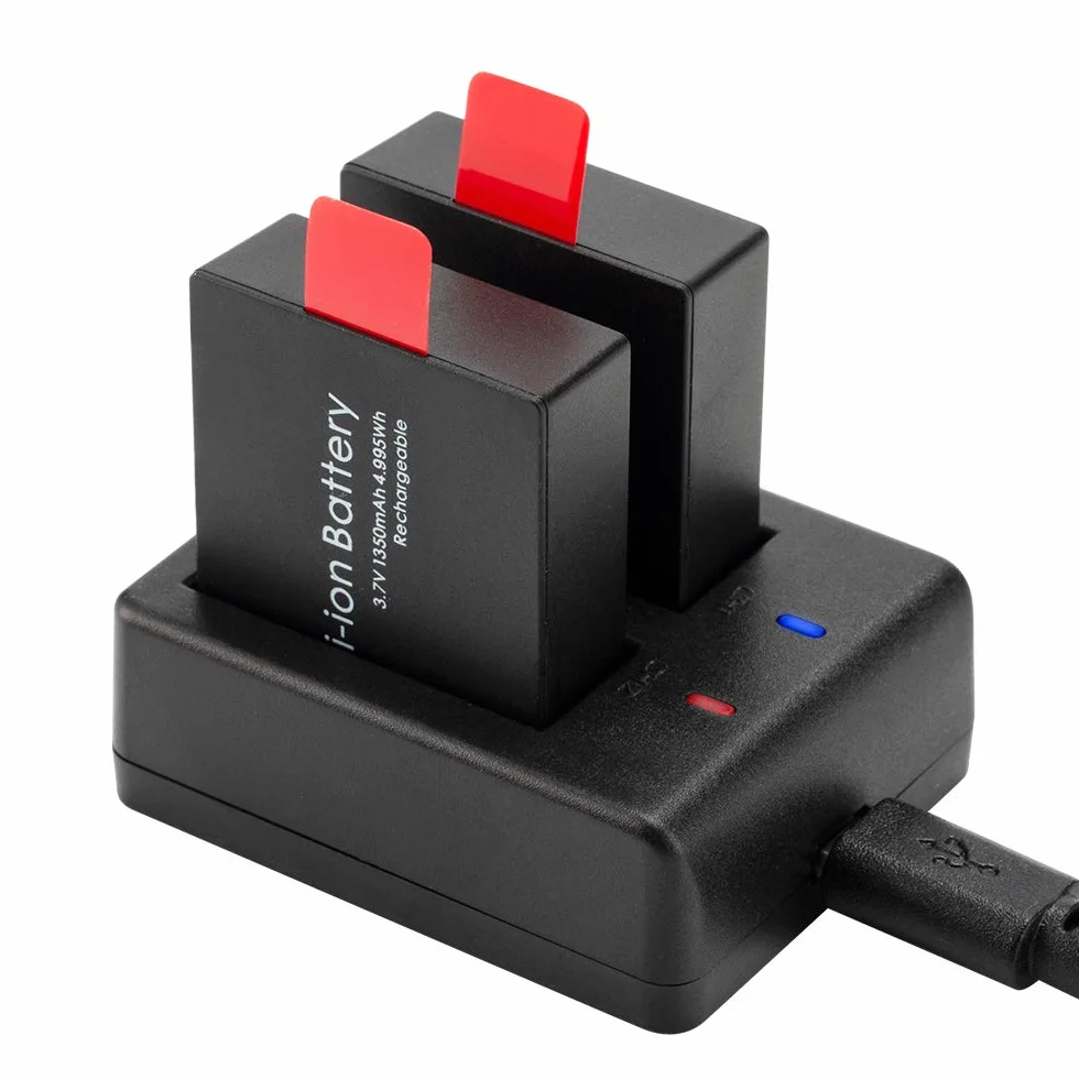 Akumulator Action Cam 1350 mAh (3 sztuki), z podwójnym otworem USB, kompatybilny z kamerą sportową AKASO EK7000, CAMPARK, Crosstour, APEMAN, SJ4000 itp