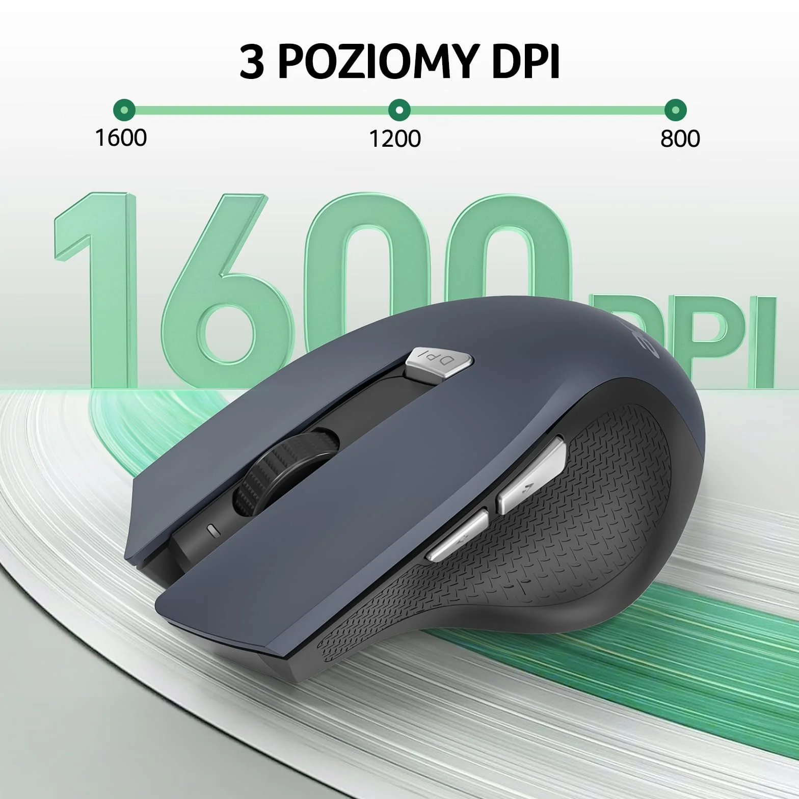 Acer Mysz Bezprzewodowa, 3 Poziomy DPI, Ergonomiczna Mysz Komputerowa 2,4 GHz z Odbiornikiem USB, 6 Przycisków, Śledzenie Optyczne, Wskaźnik Baterii, Przenośna do Laptopa, Komputera, PC, Desktop, Mac