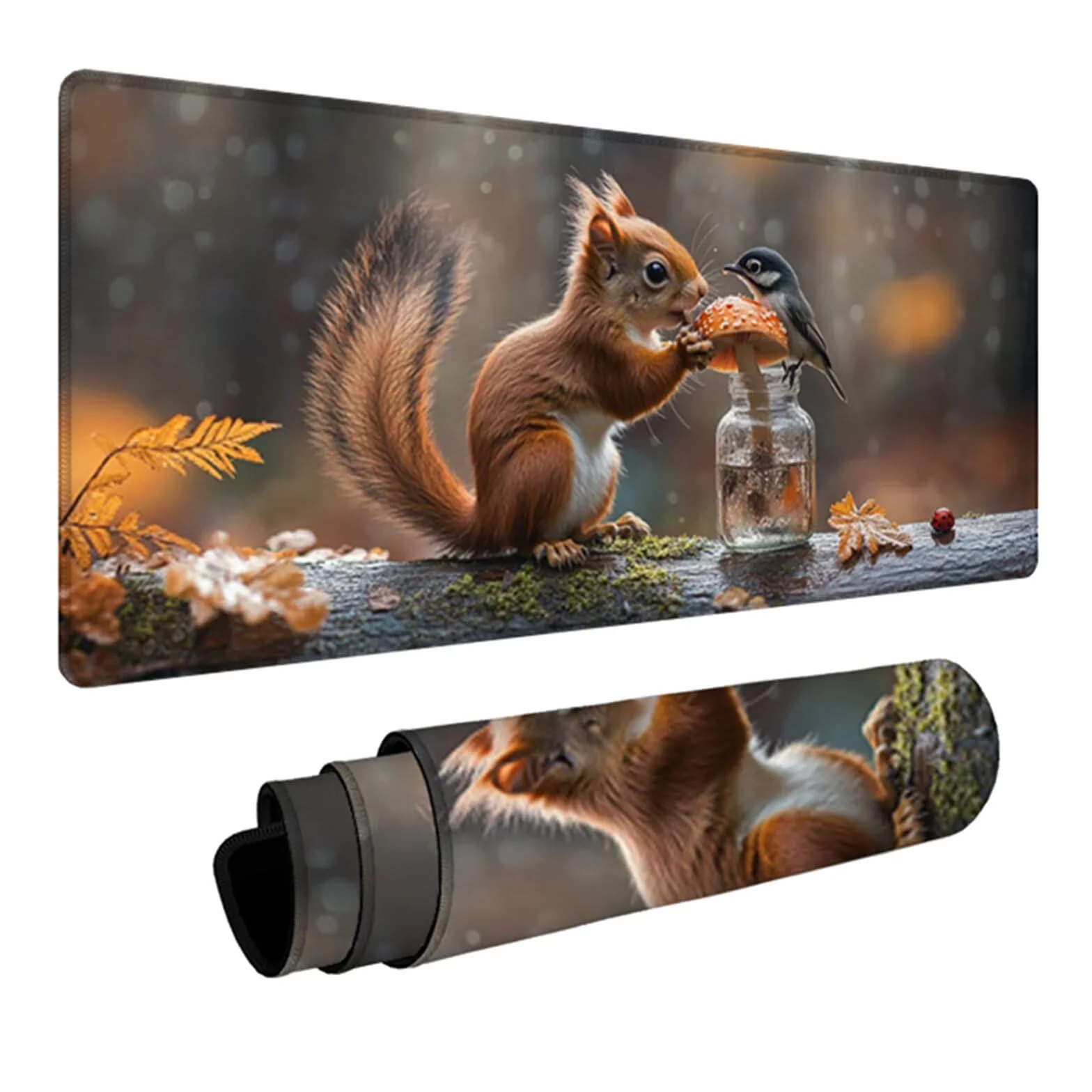 Podkładka pod mysz dla ptaków, duża, zwierzę gamingowa podkładka pod mysz 122 x 61 cm, mata na biurko z przeszytą krawędzią, podkładka pod mysz XXL, antypoślizgowa gumowa podstawa, akcesoria biurowe