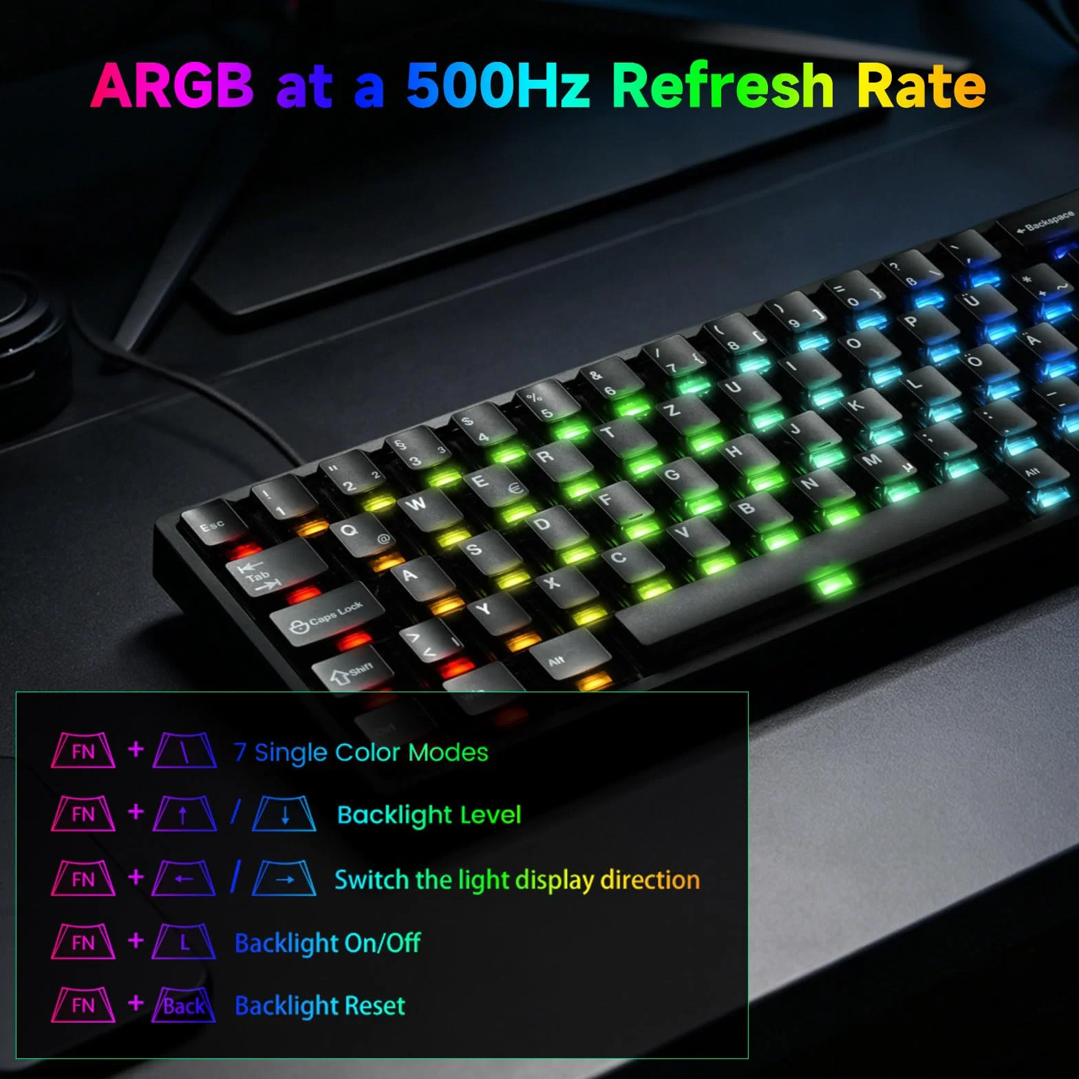 MONSGEEK FUN68 HE Klawiatura gamingowa, układ QWERTZ-ISO-DE, przełącznik efektu Halla, przewodowa klawiatura RGB 65%, RT 0,005 mm, częstotliwość próbkowania 8000 Hz, regulowana siła wyzwalania