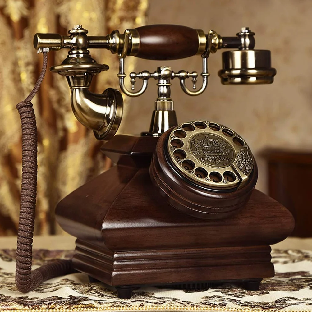 Retro telefon stacjonarny moda kreatywny antyczny Home Office Vintage gramofon karta bezprzewodowa z litego drewna ，Telefon w stylu vintage