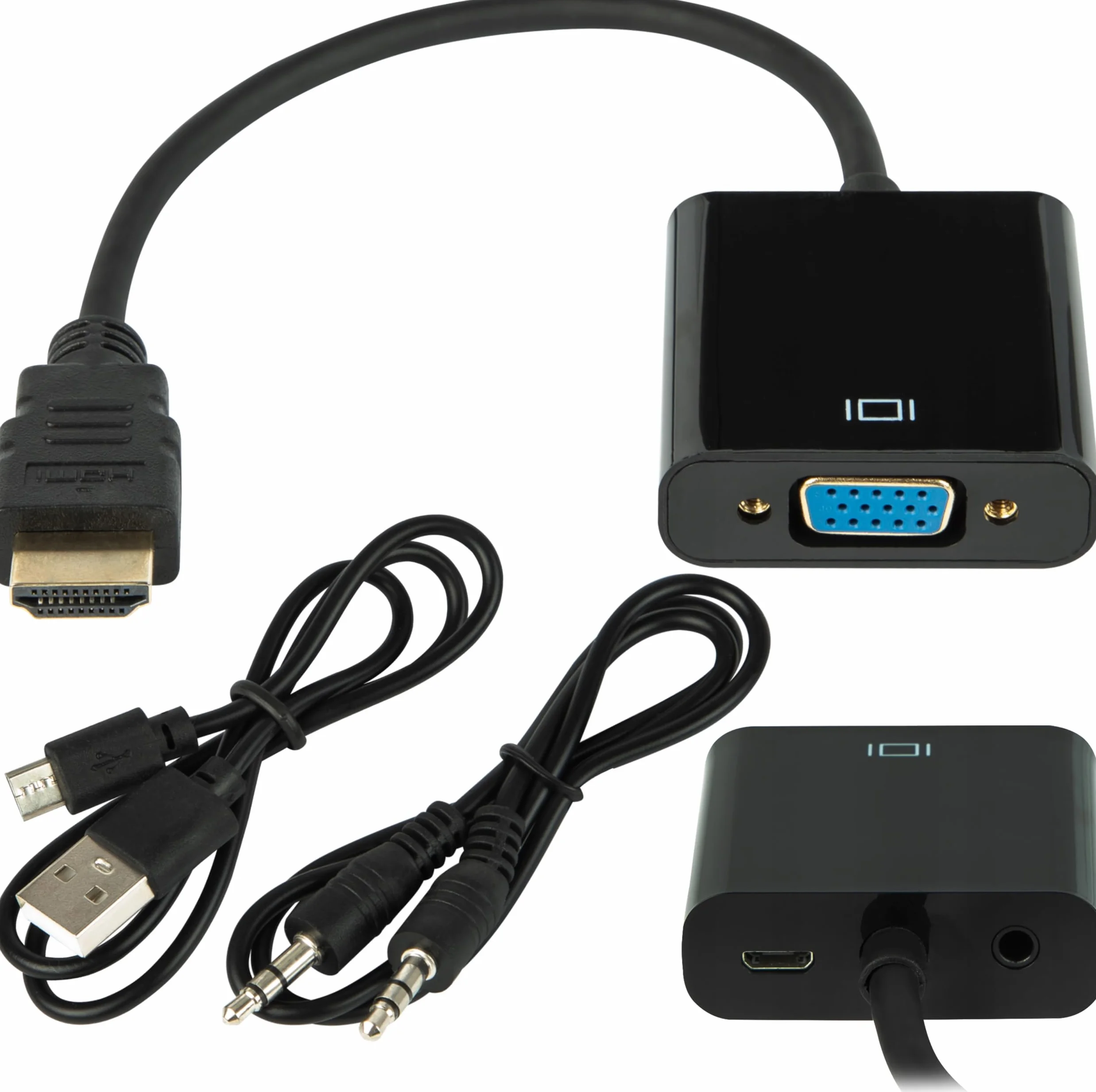 ADAPTER PRZEJSCIÓWKA WTYK KONWERTER HDMI - VGA D-SUB 15PIN KABEL HD AUDIO
