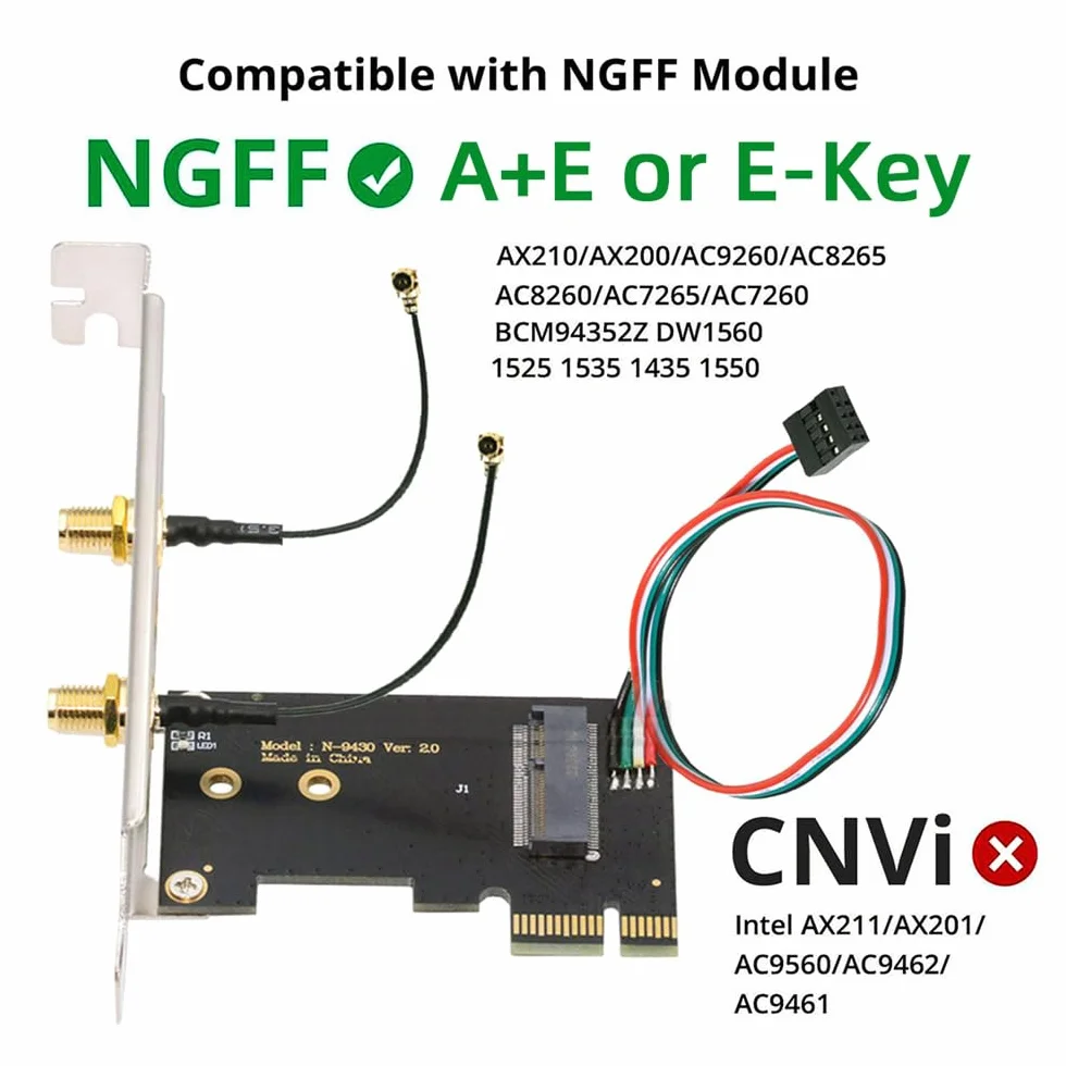 Bezprzewodowa karta NGFF A/E-Key WiFi do PCI-E Express 1x adapter do Wi-Fi Wifi6 Wifi7 Bluetooth