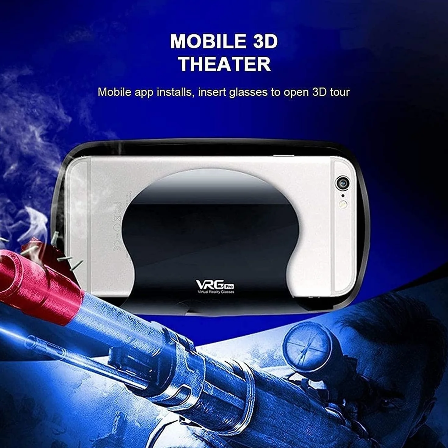 Vr Glasses VR Headset Virtual Reality VR 3D Glasses Incl 3D Virtual Reality Goggles Adjustable VR Glasses-120 Degree Wide-Angle Lens Maximum 7-inch Screen
