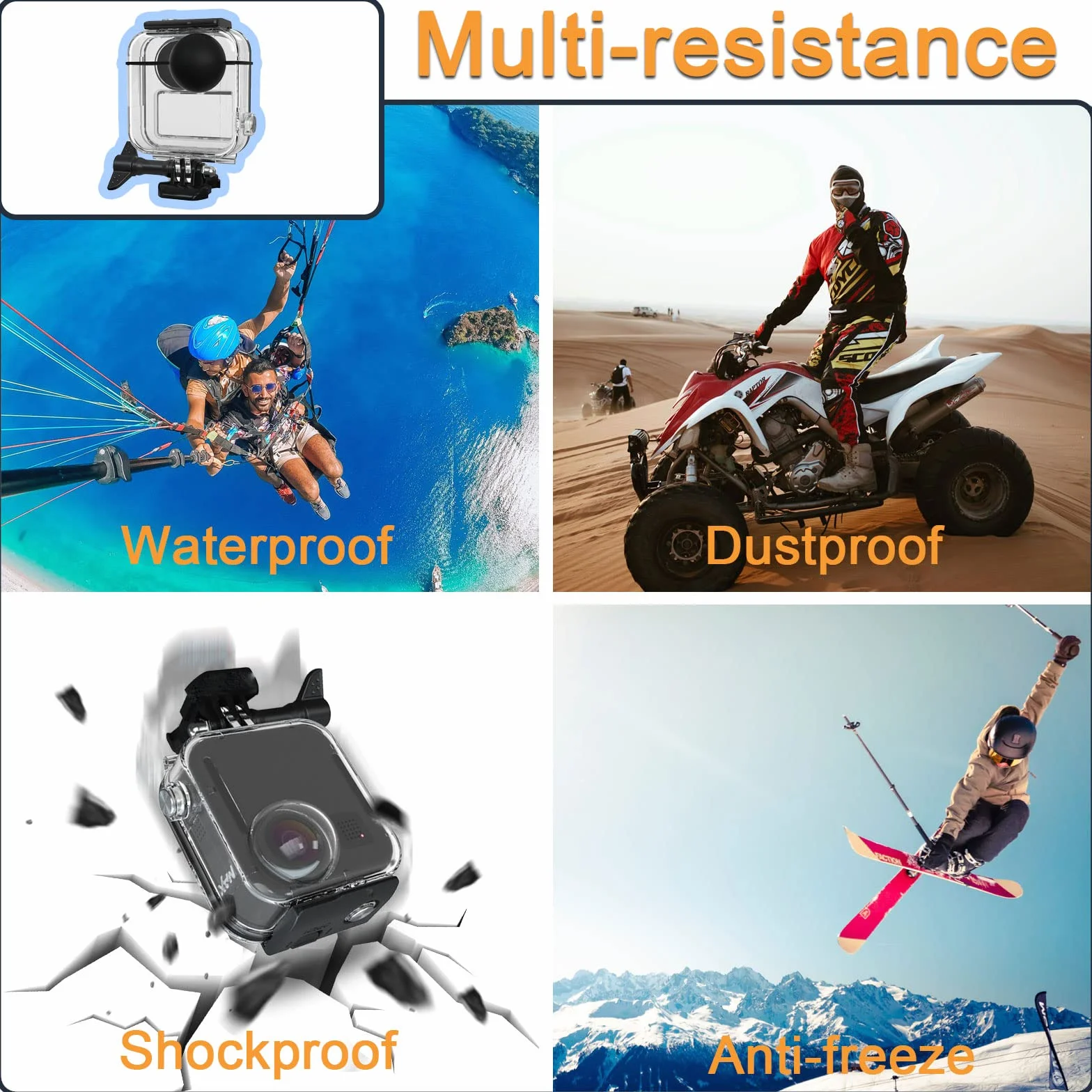 Wodoodporna obudowa do kamery sportowej Go Pro Max 360 z ekranem dotykowym, podwodna obudowa ochronna ze wspornikiem do GoPro MAX 360 zestaw akcesoriów do kamery sportowej