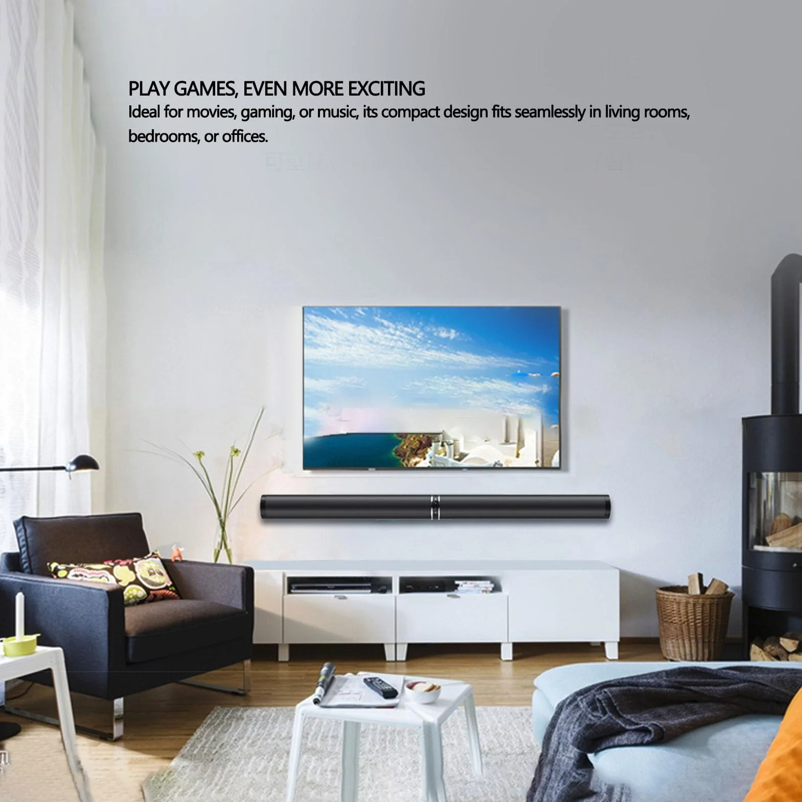 Tangxi Głośnik Telewizora, Głośnik Stereofoniczny Dźwięk Przestrzenny Bluetooth 3D o Mocy 100 W, 3 Tryby EQ Odłączany z Efektem Basowym 2 W 1 do Kina Domowego (wtyczka UE)