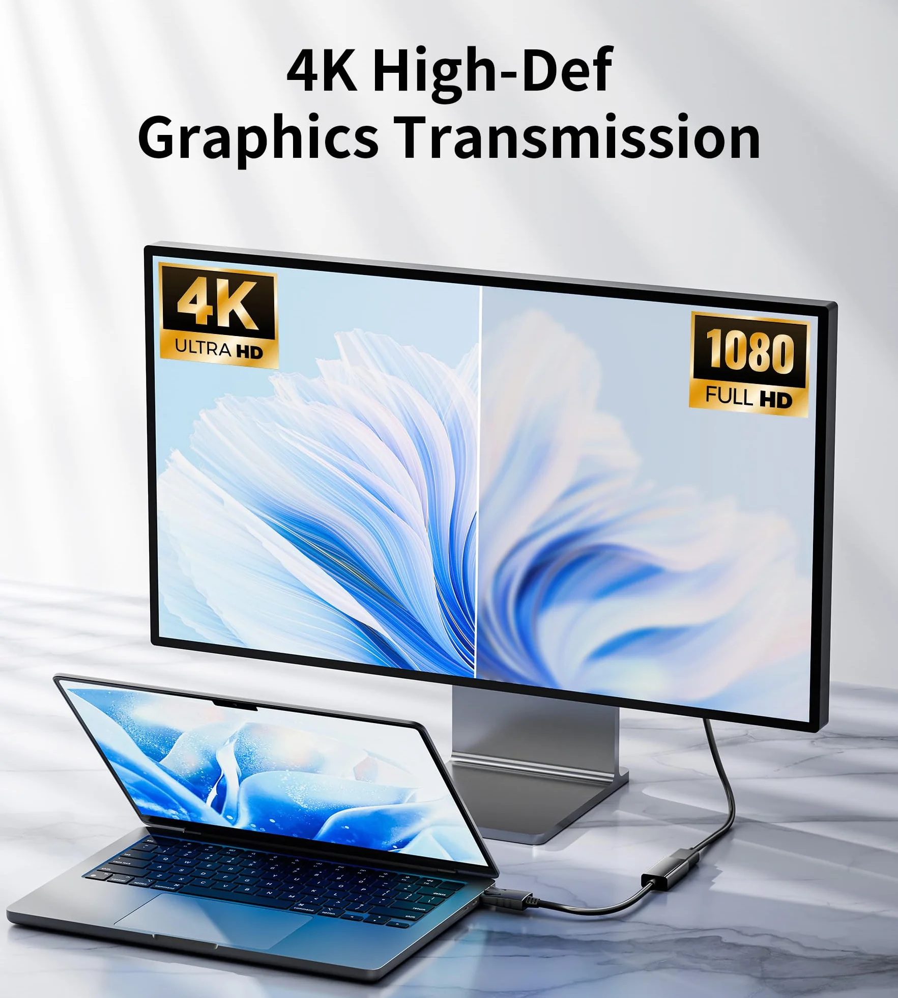 BHHB 4K DisplayPort na HDMI z zasuwką, jednorazowa transmisja (mężczyzna do kobiety) do HDTV, komputera, monitora, komputera stacjonarnego, laptopa, projektora i wielu innych.