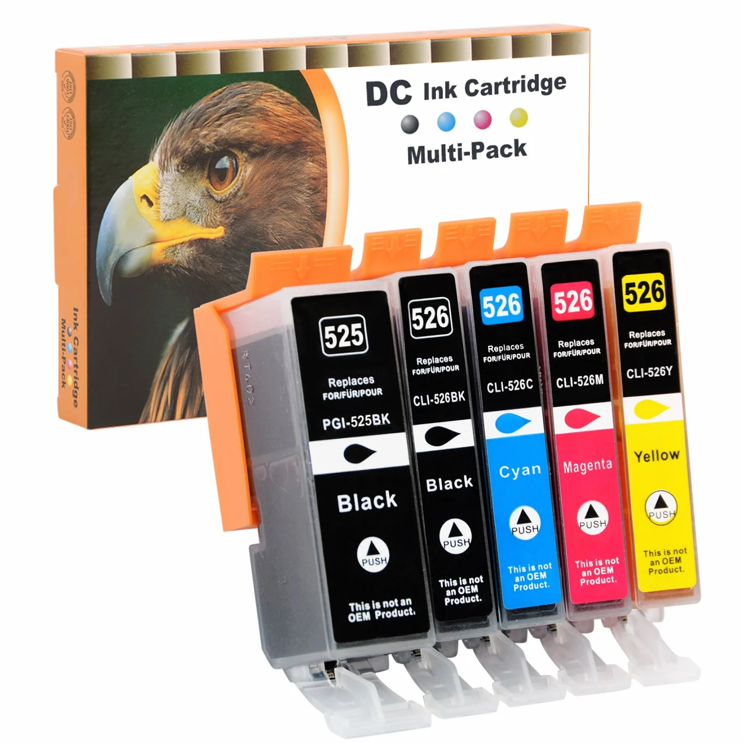 D&C 5X kartridże do drukarki, kompatybilne z Canon PGI-525 CLI-526 do Canon Pixma IP4840, IP4850, IP4900, MG5140, MG5150, MG5240, MX710, MX715, MG6100, MG6150, MG6200, IP4950, 0 IX6 550 MG5250 MG5300