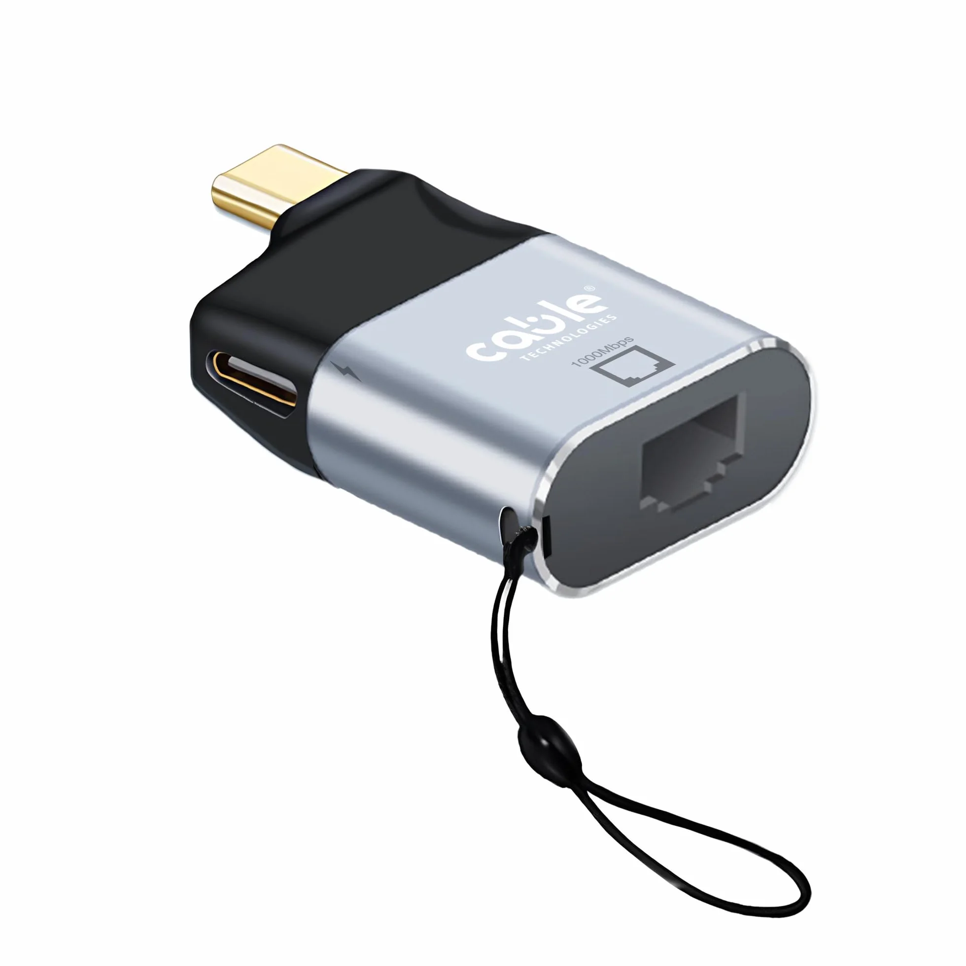 Adapter USB C męski na żeński RJ45 LAN + żeński port USB C 100 W PD | Aluminiowy konwerter LAN kompatybilny z Thunderbolt 3/4, iPhone, Macbook, iPad, Samsung, Windows PC, Laptop, ec