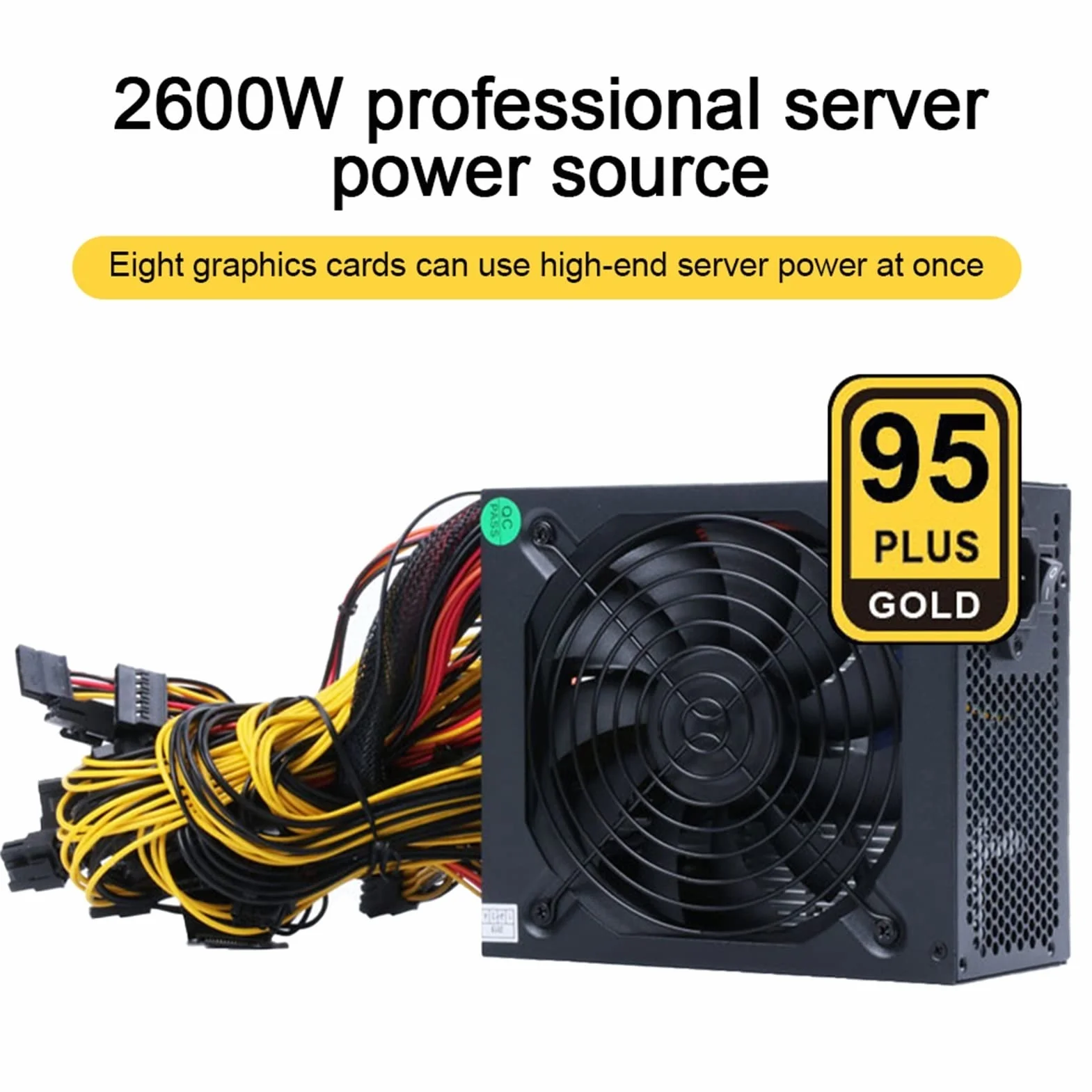 2000 W 2400 W 2600 W 160 V-240 V ATX ETH Górnictwo Bitcoin Zasilacz 95% wydajności dla 3060 3070 3080 Miner Rig(2400W do 2600W)