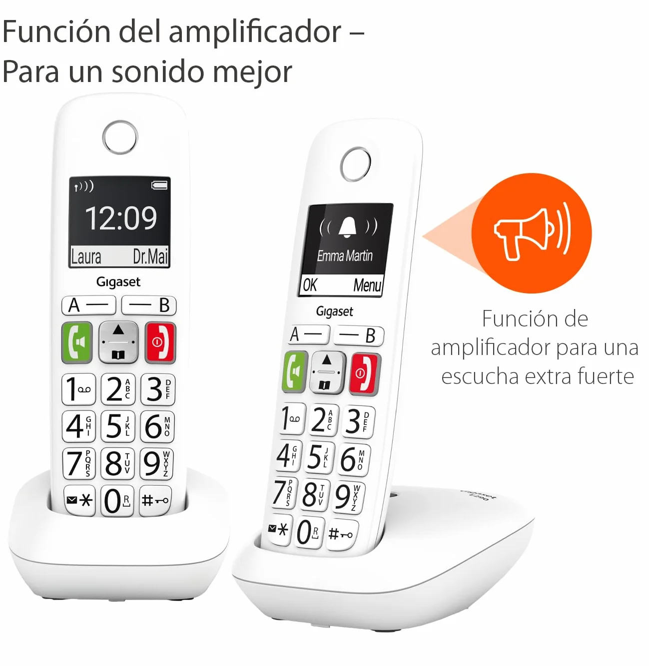 FIJO INALAMBRIC TELEFON GIGASET E290 DUO BLANCO 300 NUMEROS - 42 TONOS