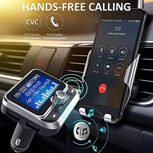 Adapter audio Bluetooth. Nadajnik FM Car Bluetooth MP3. Gracz Dual. USB QC 3.0. Szybka ładowarka AUX. Samochód audio. FM. Modulator z pilotem TF. Karta (Color Name : FM transmitter)