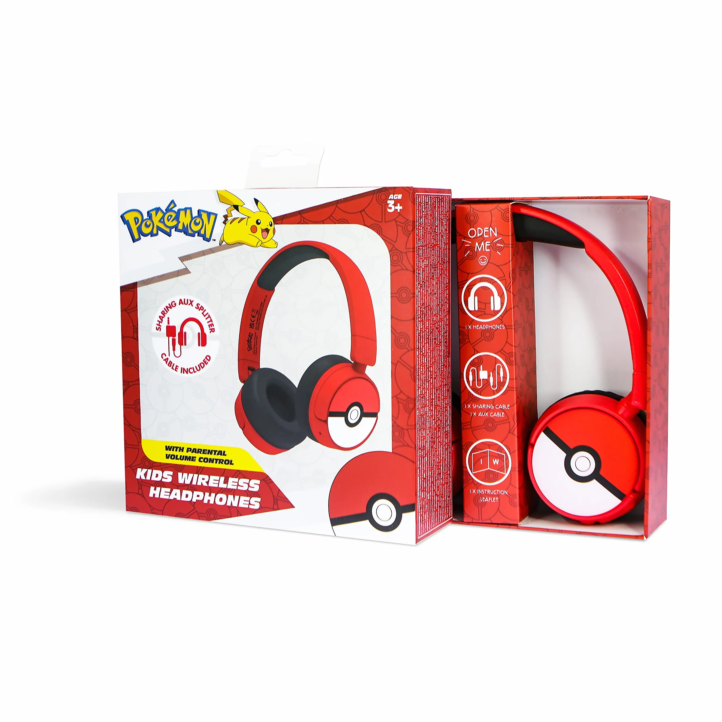 OTL Technologies Pokémon Poke Ball PK1000 Bezprzewodowe słuchawki dla dzieci Czerwony