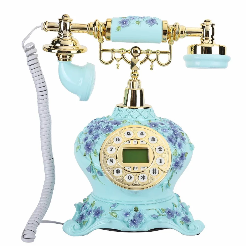 Telefon retro, styl europejski Vintage antyczny stary telefon Retro sprzęt stacjonarny do domowego biura, klasyczny telefon stacjonarny na biurko do biurek w domowym hotelu