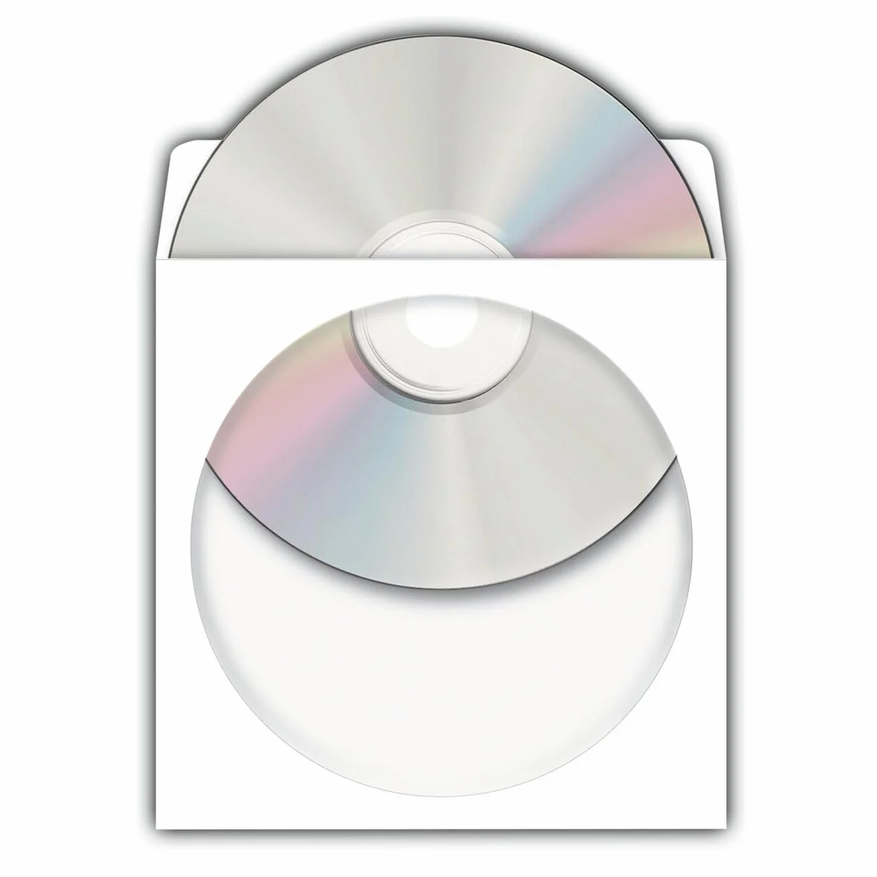 HERMA 1141 etui na płyty CD DVD (124 x 124 mm) białe, 1000 sztuk, z papieru, z okienkiem, tylna strona samoprzylepna