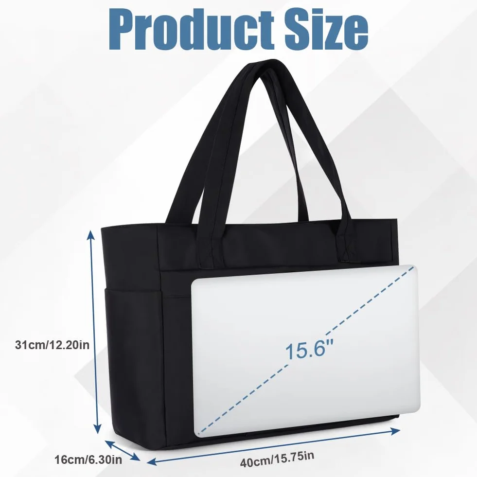 Aucuu Torba typu tote dla kobiet, pikowana torba na ramię z przegródkami na laptopa 15,6 cala, do podróży, pracy, szkoły, siłowni