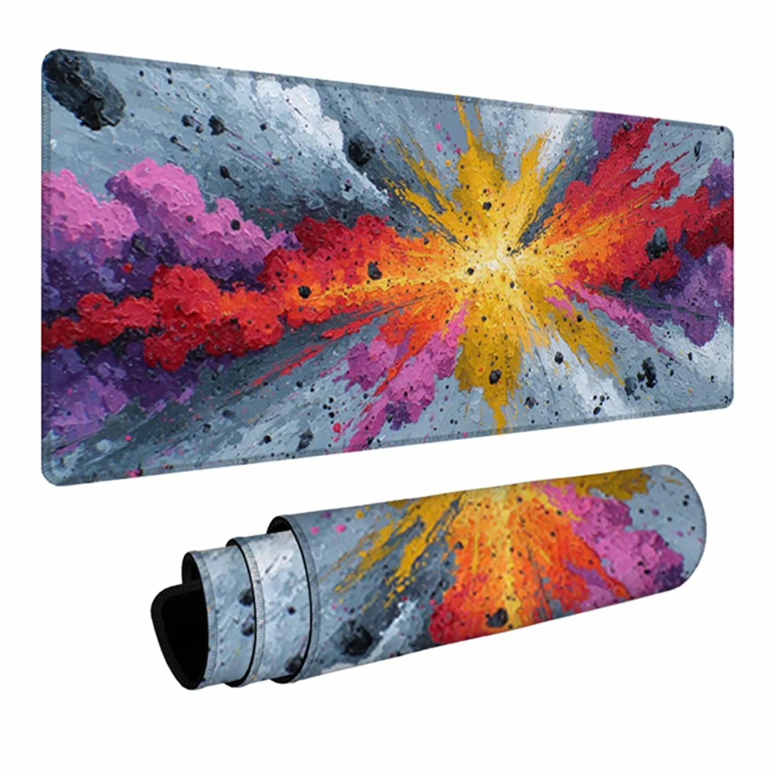 Gamingowa podkładka pod mysz, 1200 x 600 x 3 mm, kolorowa podkładka na biurko, duża, z antypoślizgową gumową podstawą, podkładka pod mysz XXL z przyszytymi krawędziami, akcesoria gamingowe, do biura