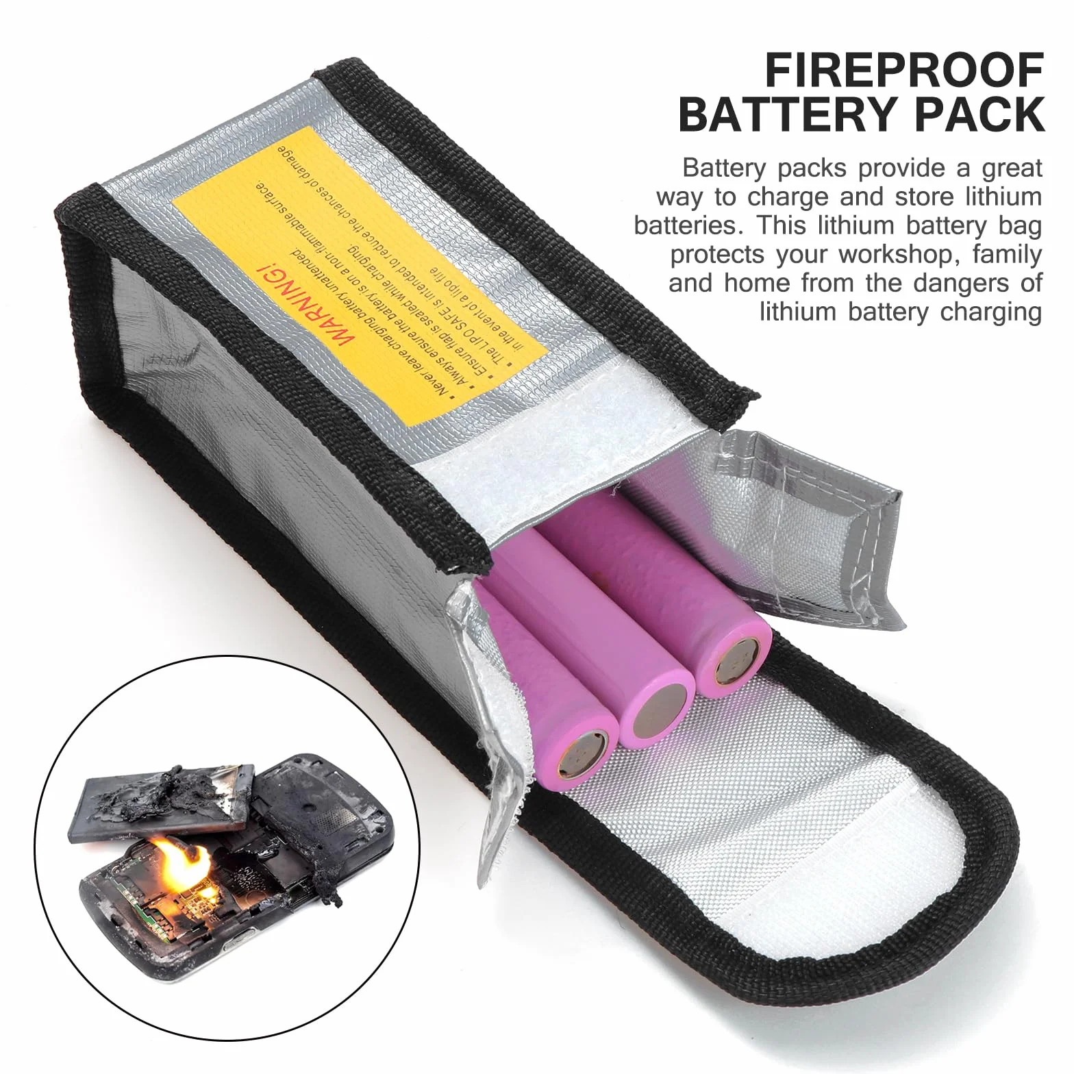 TsunNee 2 szt. Bezpieczna torba na baterie Lipo LiPo Guard Bag, ognioodporna torba ochronna bezpieczeństwa, przeciwwybuchowa obudowa ochronna bezpieczeństwa, modułowa torba ochronna do ładowania