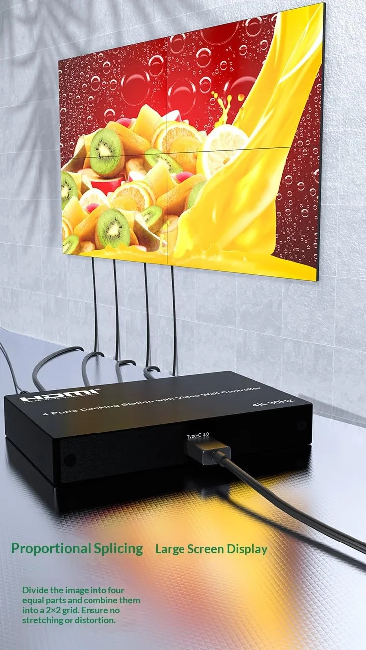 T-C stacja dokująca USB do 4 portów HDMI z kontrolerem ściany wideo