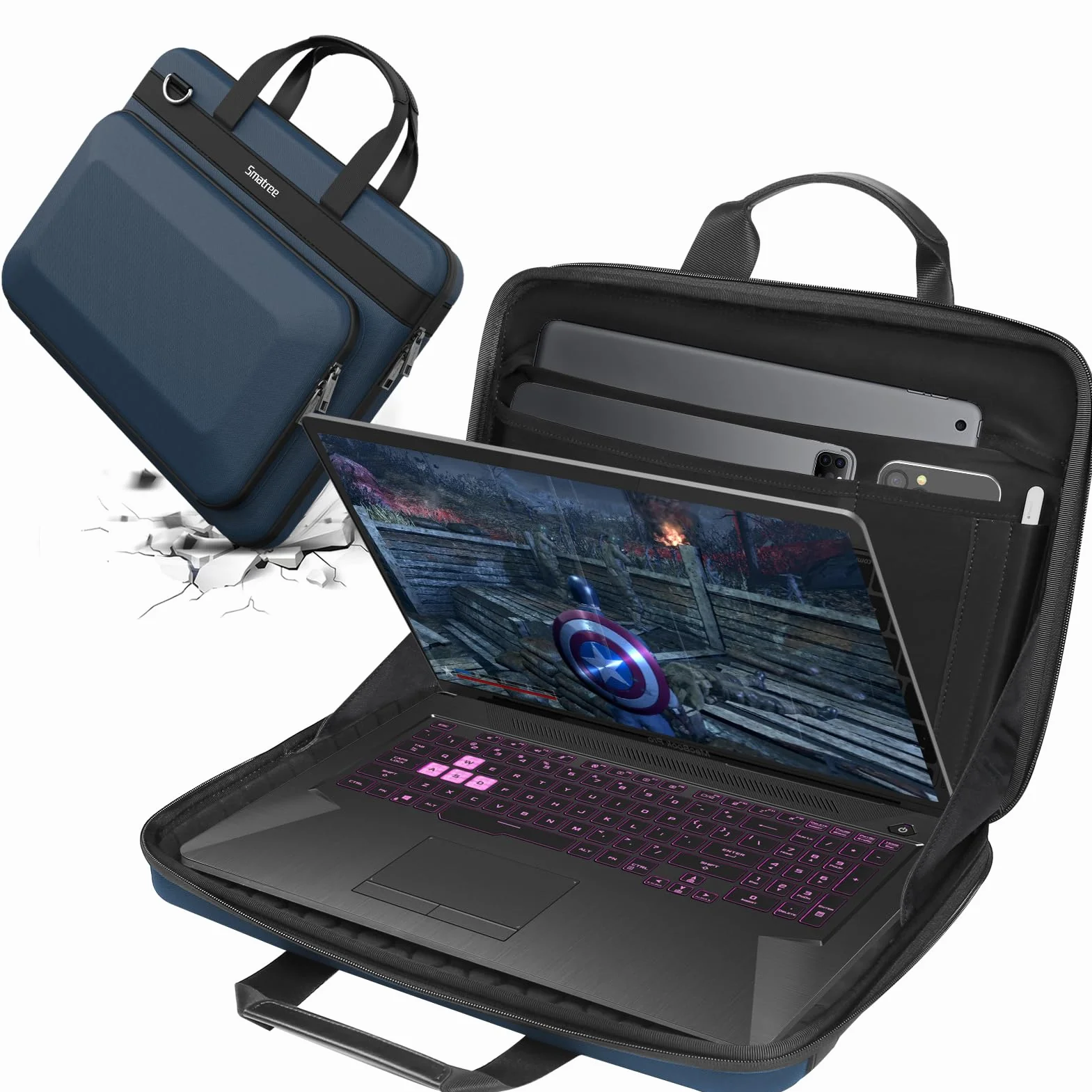 Twarde etui na laptopa Smatree do 18-calowych ASUS, Acer, MSI | do 18-calowych 18 Area-51/M17, ASUS ROG Strix G18/SCAR 18 2025, Acer Predator Helios/Neo 18, MSI Stealth 18, Blue (A800XL)