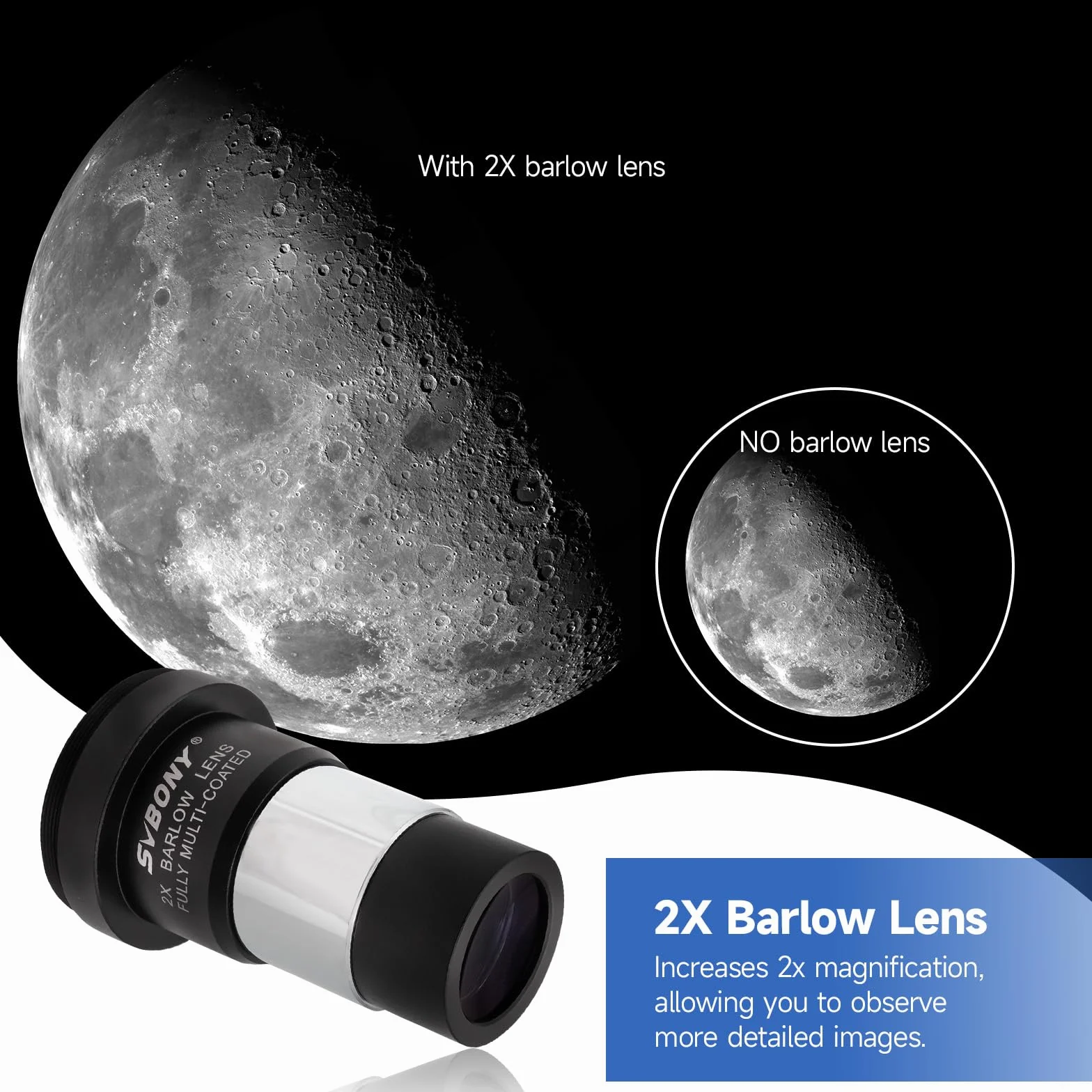 Svbony SV233 Zestaw Akcesoriów do Teleskopu Astronomicznego | Okular 6 mm, 17 mm PLOSSL, 2 Soczewki Barlowa, Filtr Księżycowy, Filtr ND4, Filtr Kolorowy 82A, z Przenośną Torbą