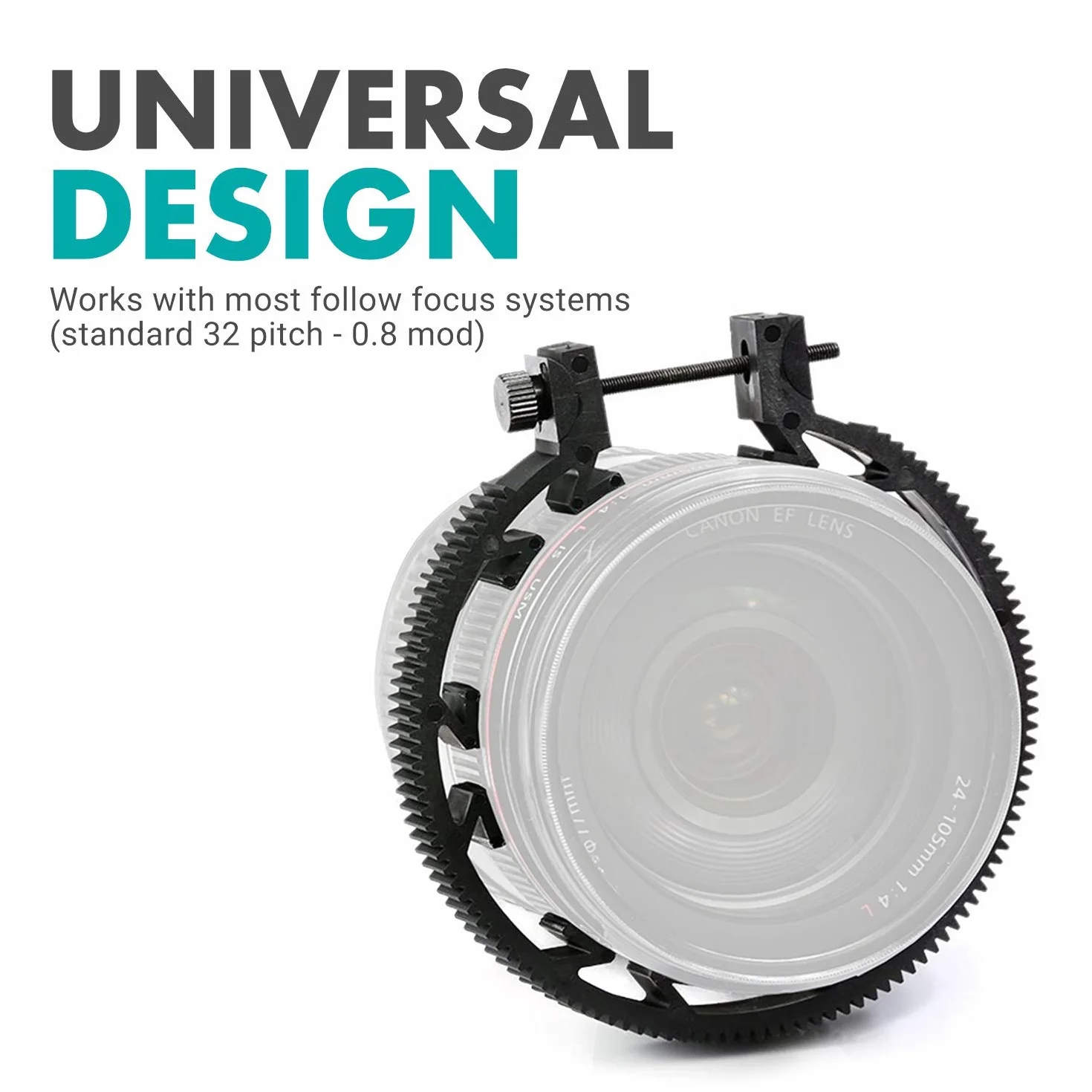 Movo FR3 Regulowany 3-częściowy zestaw przekładni pierścieniowej Follow Focus, zawiera pierścienie obiektywu 65 mm, 75 mm i 85 mm (standardowy skok 32-0,8 mod)