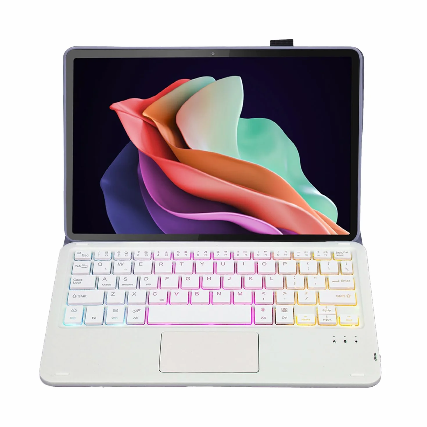 Etui z klawiaturą do Honor Magic Pad 13" 2023, 7 kolorów podświetlenia, Odłączana Klawiatura Bezprzewodowa z Inteligentnym Touchpadem,Purple