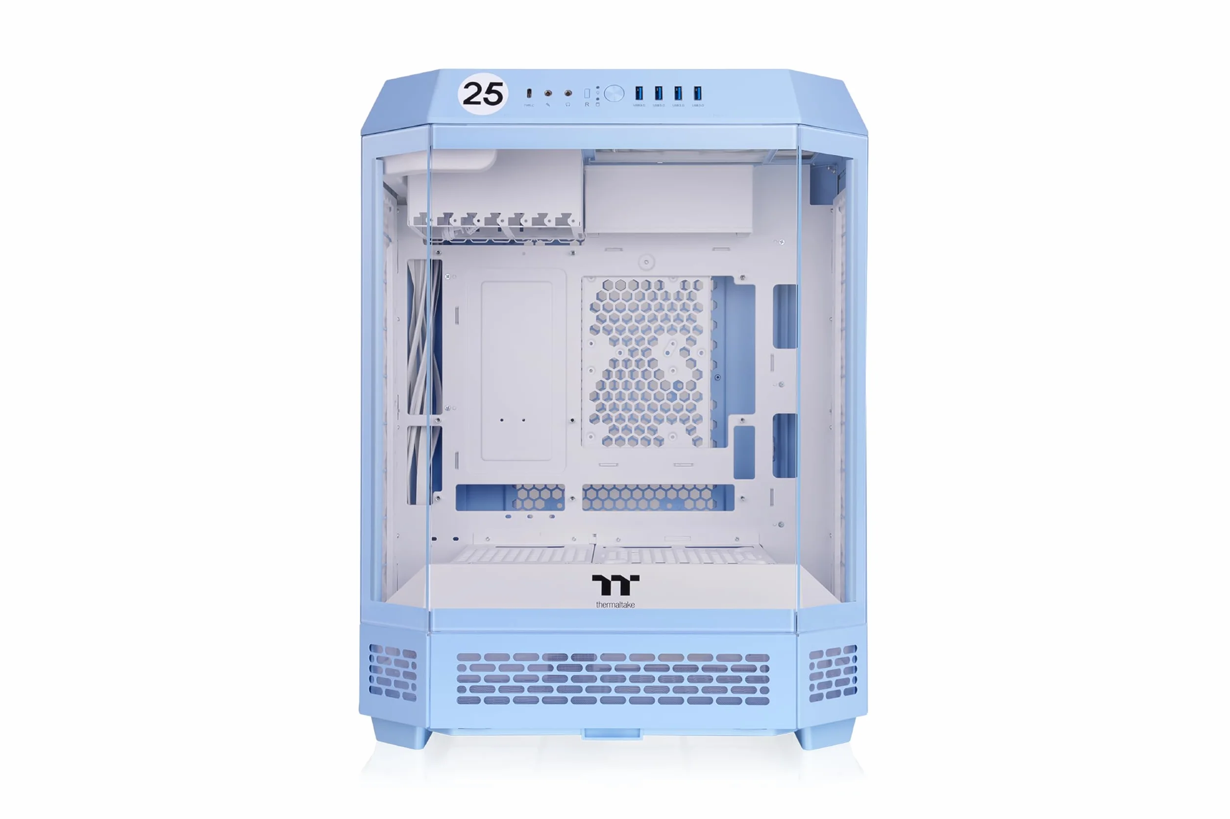 Obudowa Tower 600 Hydrangea Blue Mid-Tower ATX; 3 panele ze szkła hartowanego; wsparcie płyty głównej z ukrytym złączem; obrotowe gniazda PCI-e; CA-1Z1-00MFWN-00; 3 lata