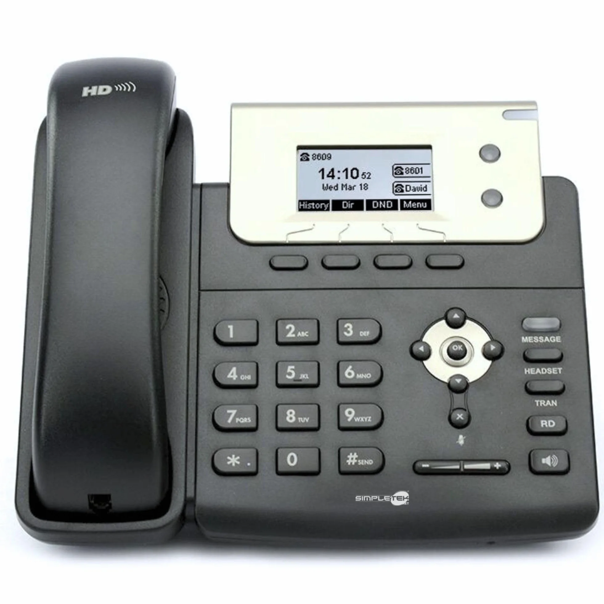 SIMPLETEK - Profesjonalny telefon IP PoE | 2 x konto SIP | HD Audio | podświetlany wyświetlacz | bez zasilacza (odnowiony)