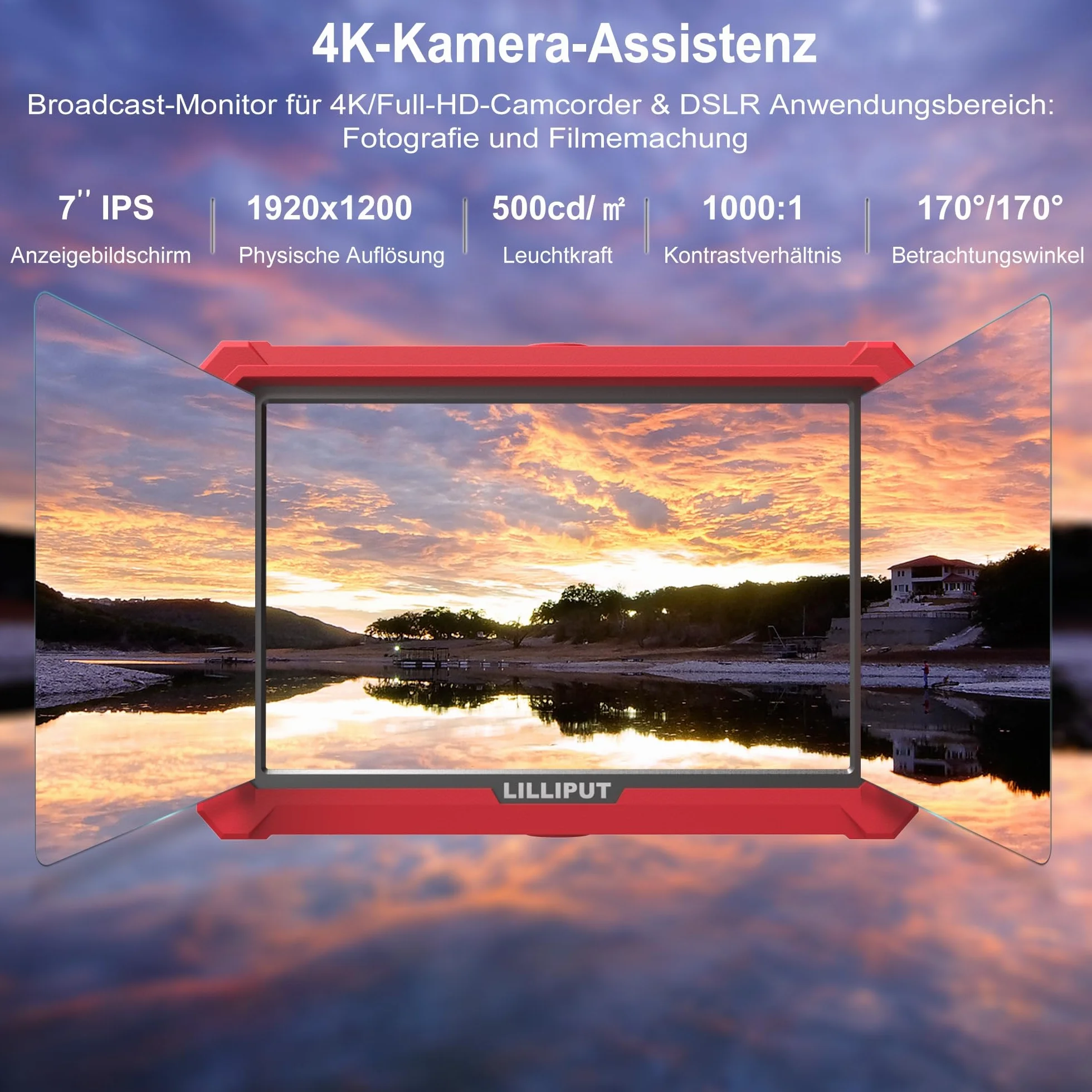 LILLIPUT A7S 7 cali 1920 x 1200 FHD IPS on caméra moniteur, DSLR Moniteur de Champ de Caméra 4K24 HDMI 1.4 Input & Loopout/3G-SDI On Kamera Field Monitor