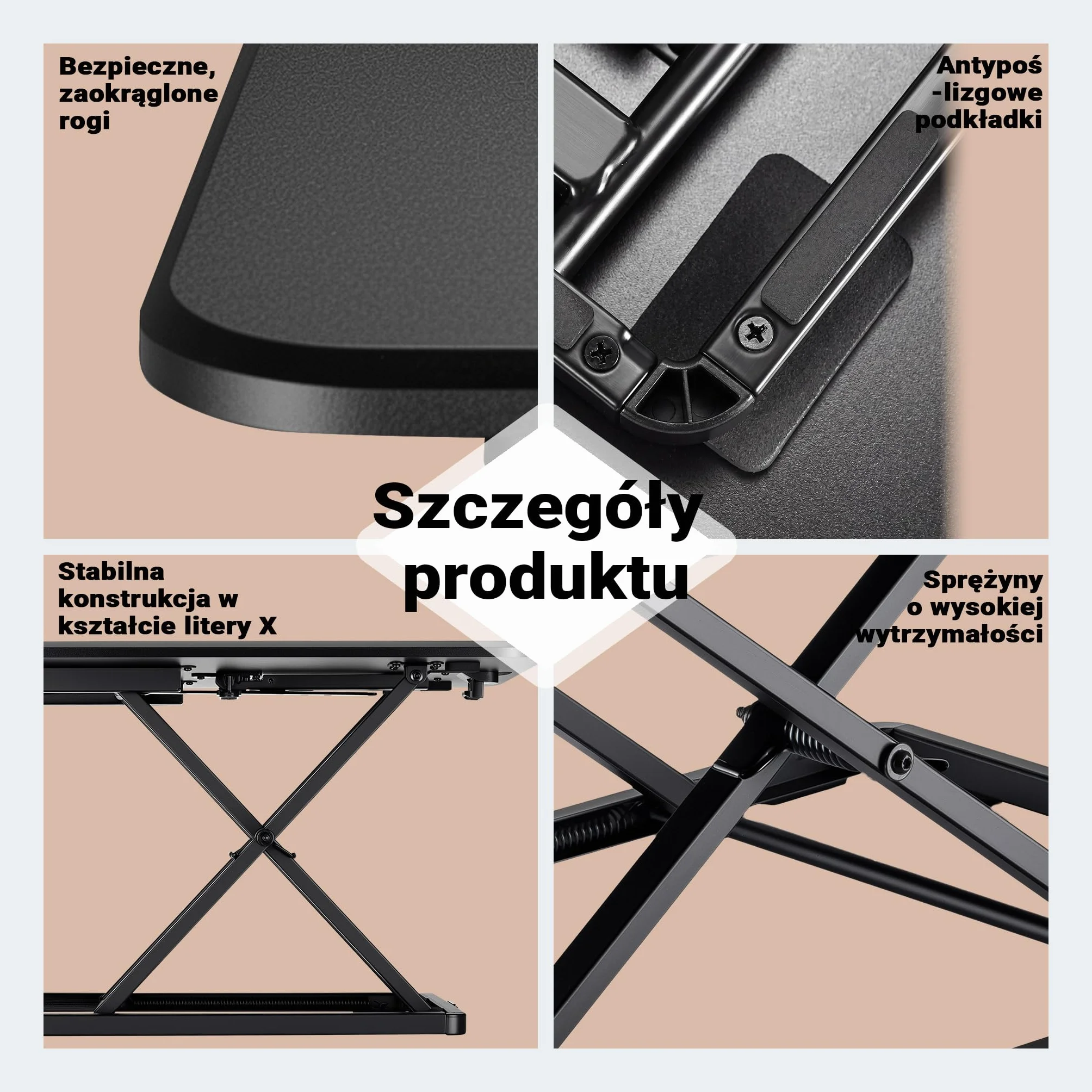 Wiltec Nadstawka na biurko z regulacją wysokości 67x47cm, funkcjonalna podstawka pod monitor, ergonomiczna nakładka regulowana do pracy siedząco-stojącej