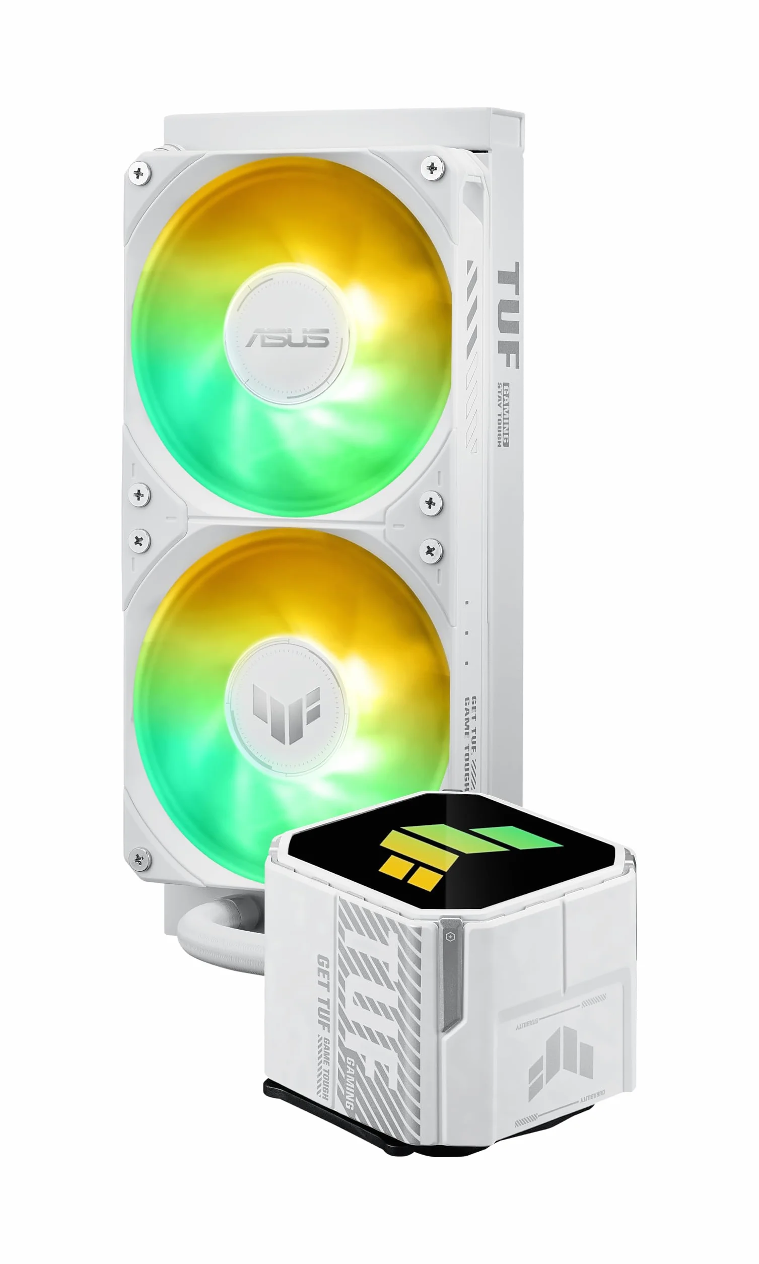 ASUS TUF Gaming LC III 240 ARGB White All-in-One płynny procesor chłodzący wodą (dwa fabrycznie zainstalowane wentylatory, węże Aura ARGB, węże 400 mm, do Intel LGA 1851, 1700, 1200 i AMD AM5 i AM4