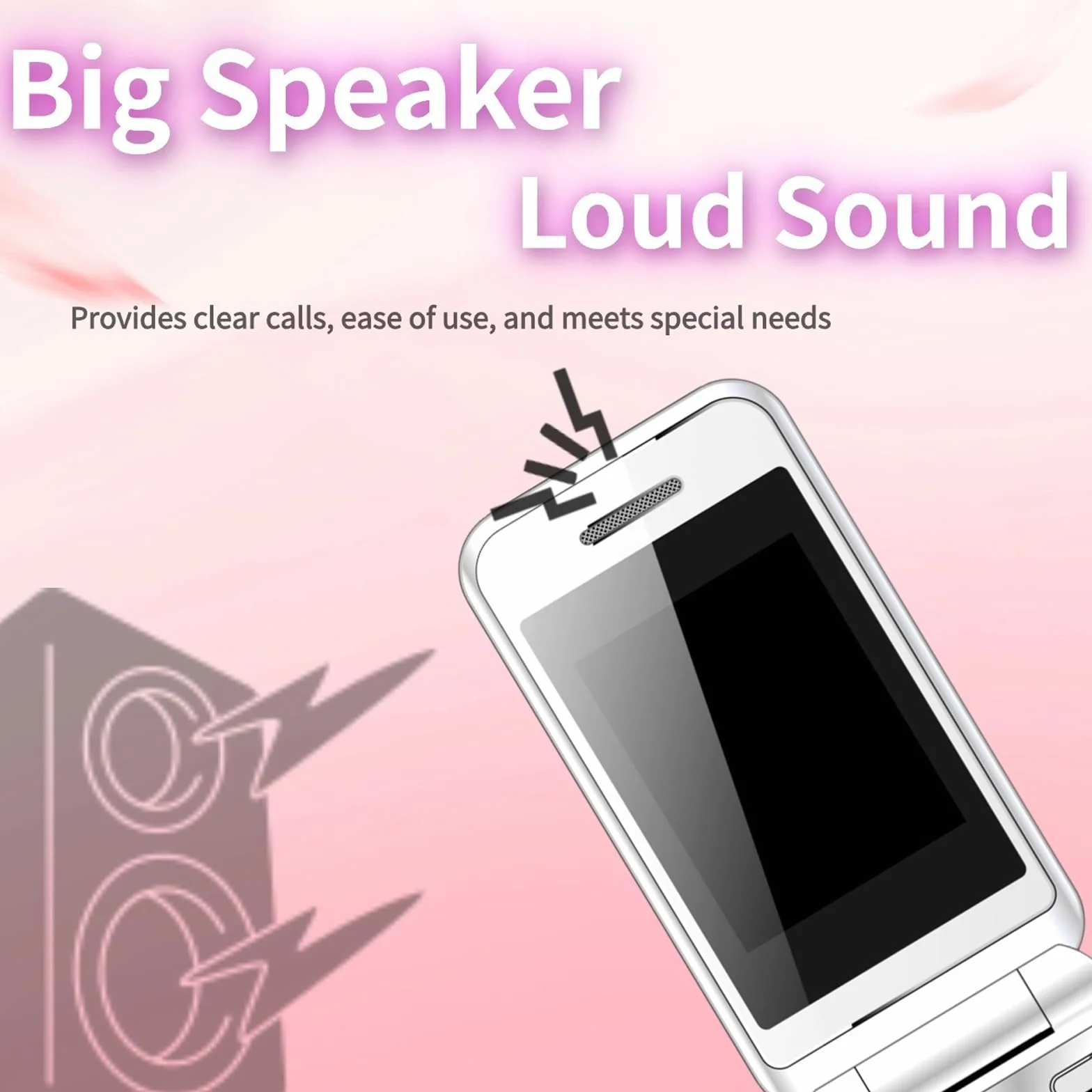 Podstawowy telefon komórkowy dla osób starszych, telefon komórkowy 2G z dużym przyciskiem, odblokowany, standard sygnału GSM, obsługa kart dual SIM + SD,Pink