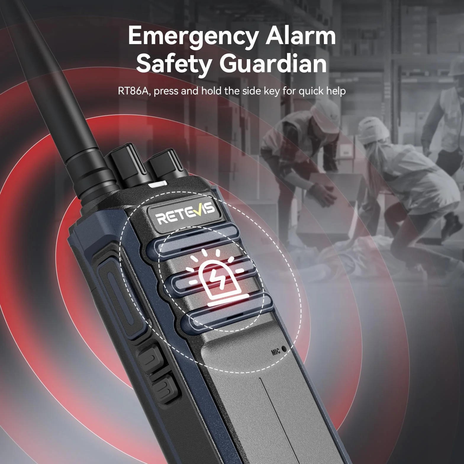 Retevis RT86A Walkie Talkie Dalekiego Zasięgu dla Dorosłych z 6-drożną łAdowarką, Akumulatorem 2500 mAh, Połączeniami Grupowymi, Wytrzymałym Dwukierunkowym Radiotelefonem dla Firm (6 Sztuk, Czarny)