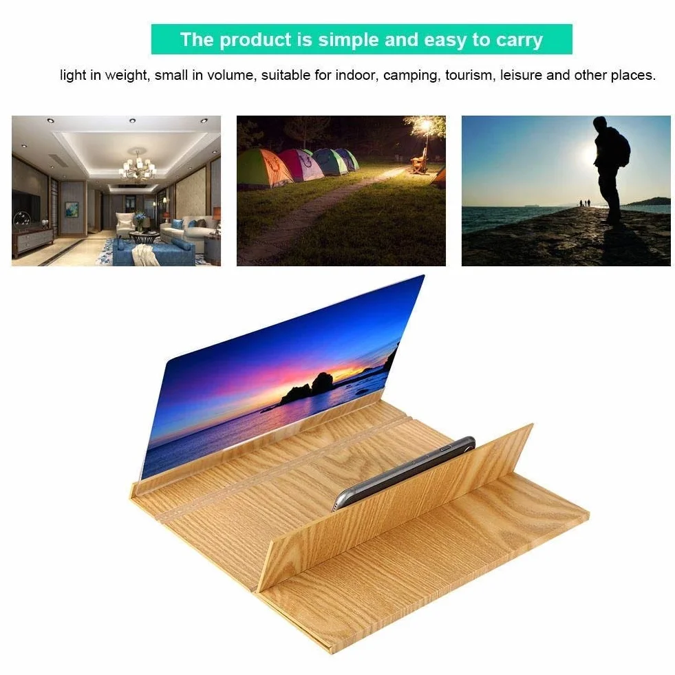 Lupa ekranu 30.0 cm do smartfona, lupa 3D, ekran projektora do filmów, filmów i gier (czarna)
