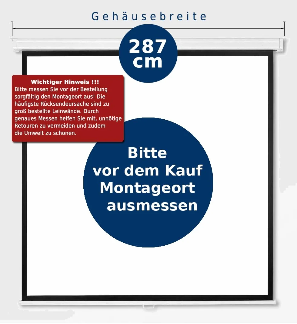 SlenderLine Professional roleta 274 x 224 cm, rozmiar obrazu 4:3, obudowa: 287 cm, uniwersalny ekran projekcyjny do kina domowego i prezentacji, montaż na suficie i ścianie
